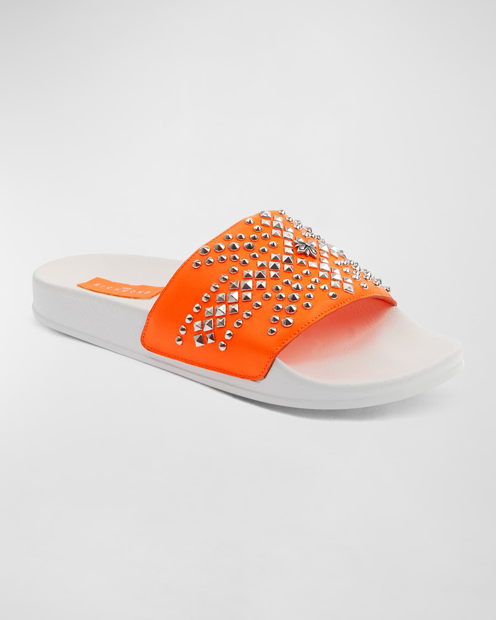 John Richmond Studded Bicolor Pool Slide Sandals
