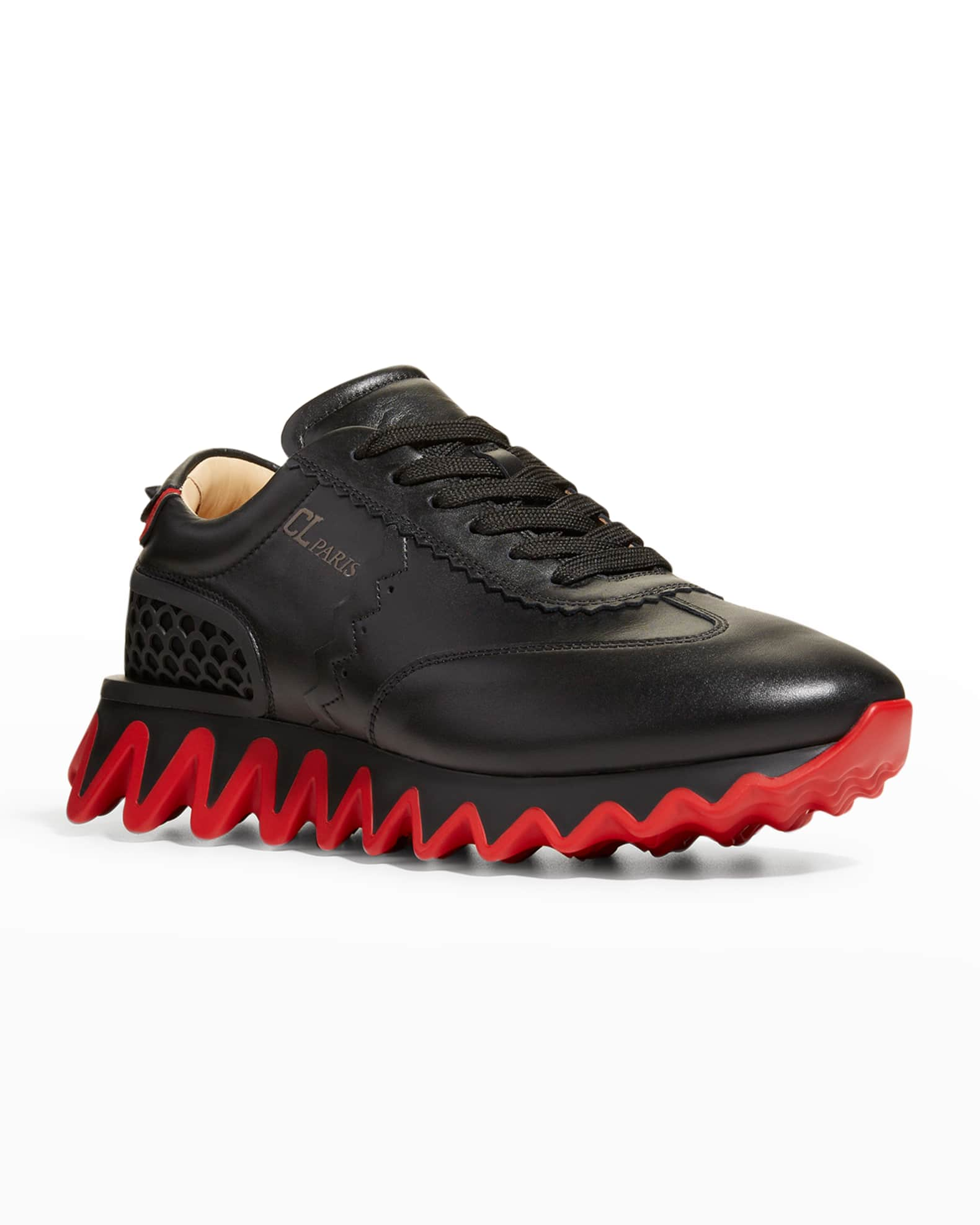 Loubishark Suede, Mesh, Rubber and Textured-Leather Sneakers