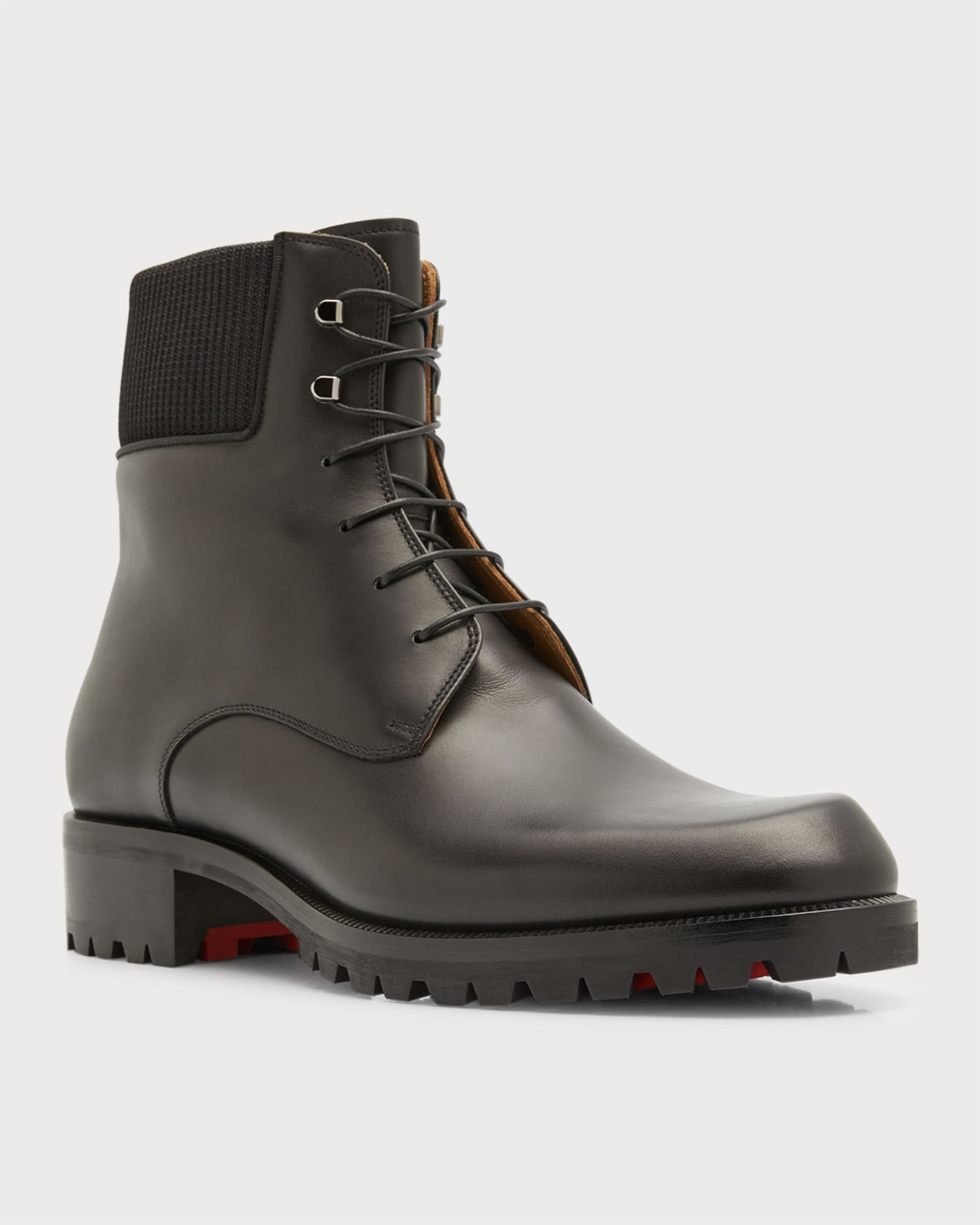 Men s Trapman Red Sole Leather Combat Boots