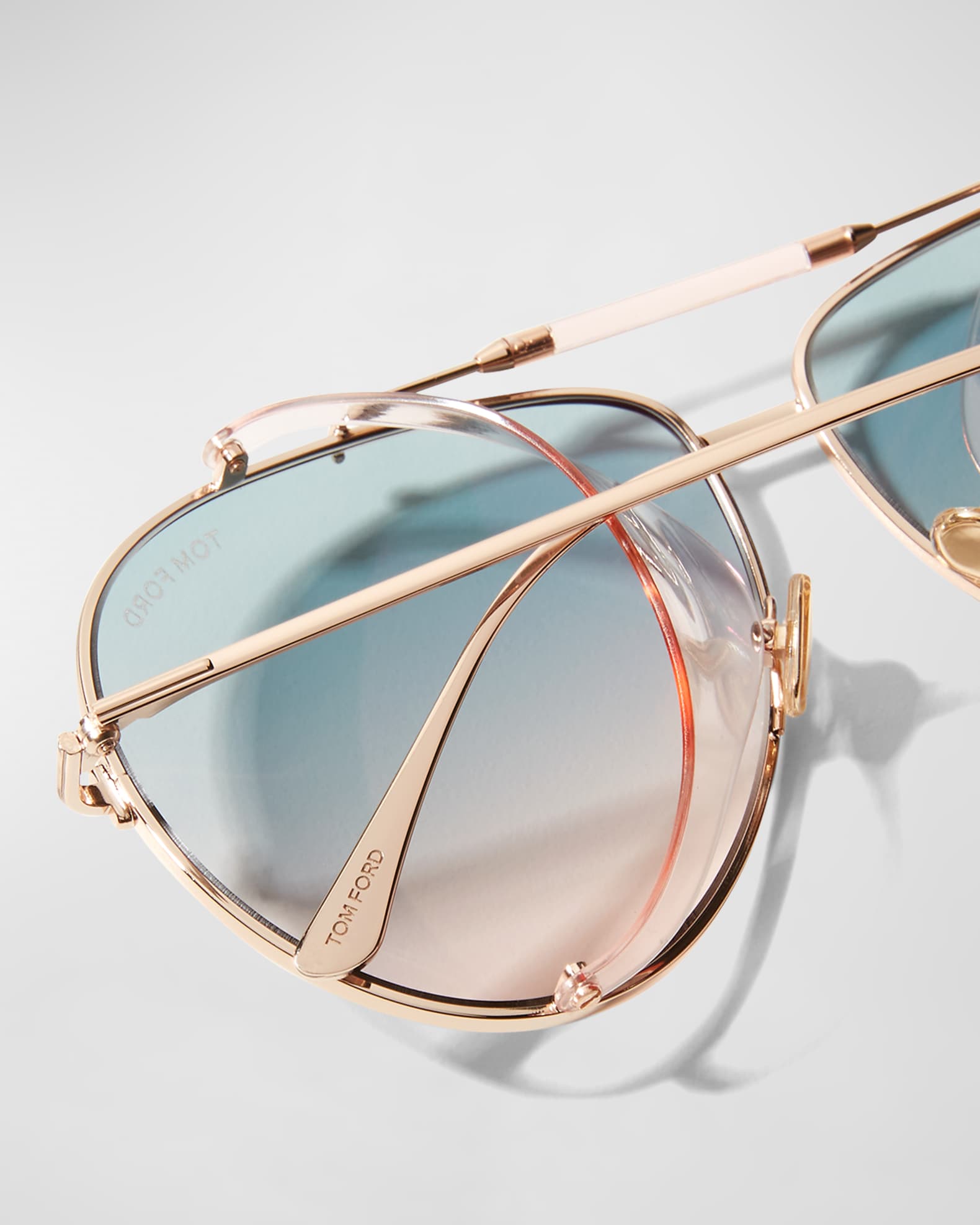 TOM FORD Jack Metal Aviator Sunglasses w/ Side Shields Neiman Marcus