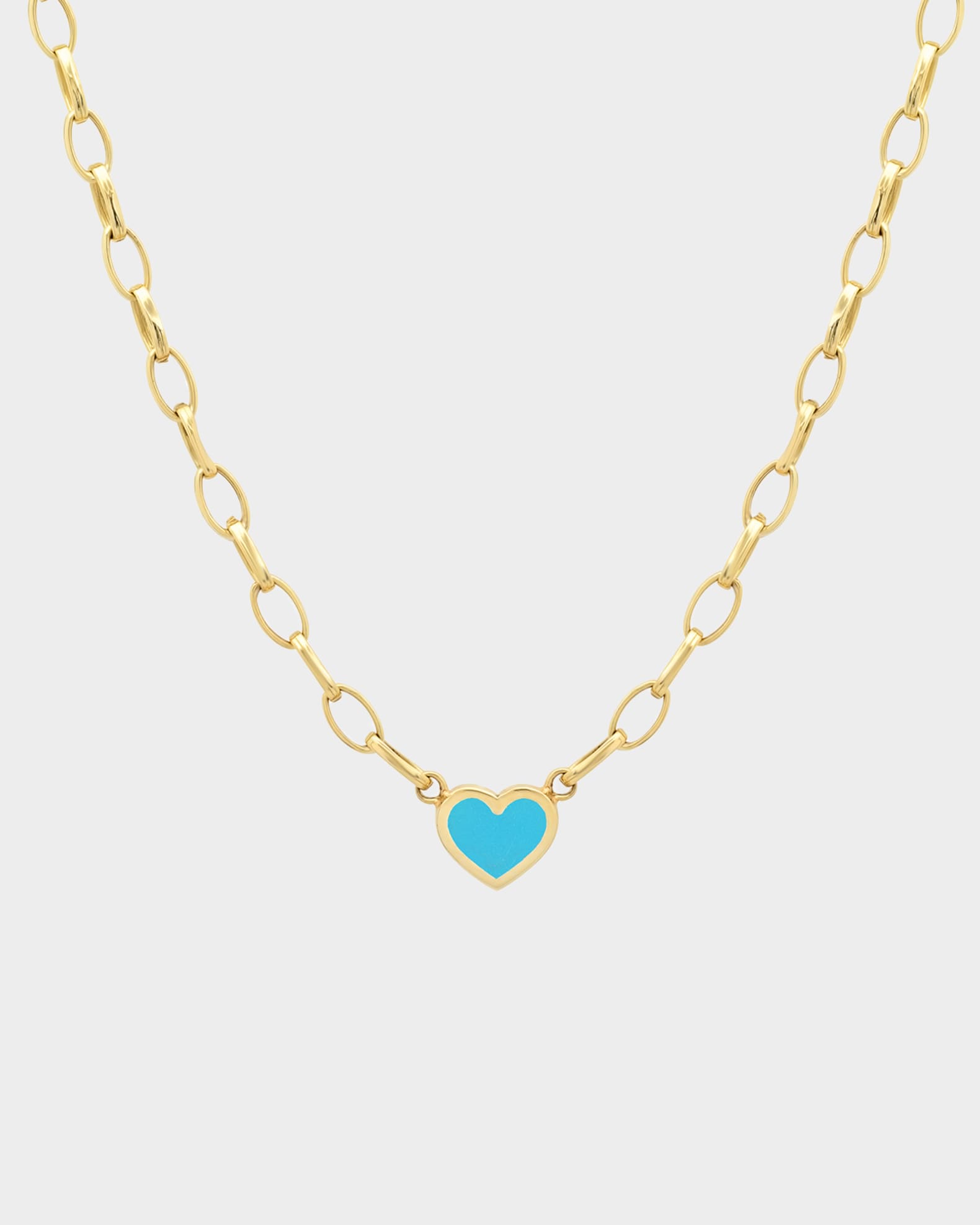18k Gold Heart-Shaped Pendant Chain Necklace 0