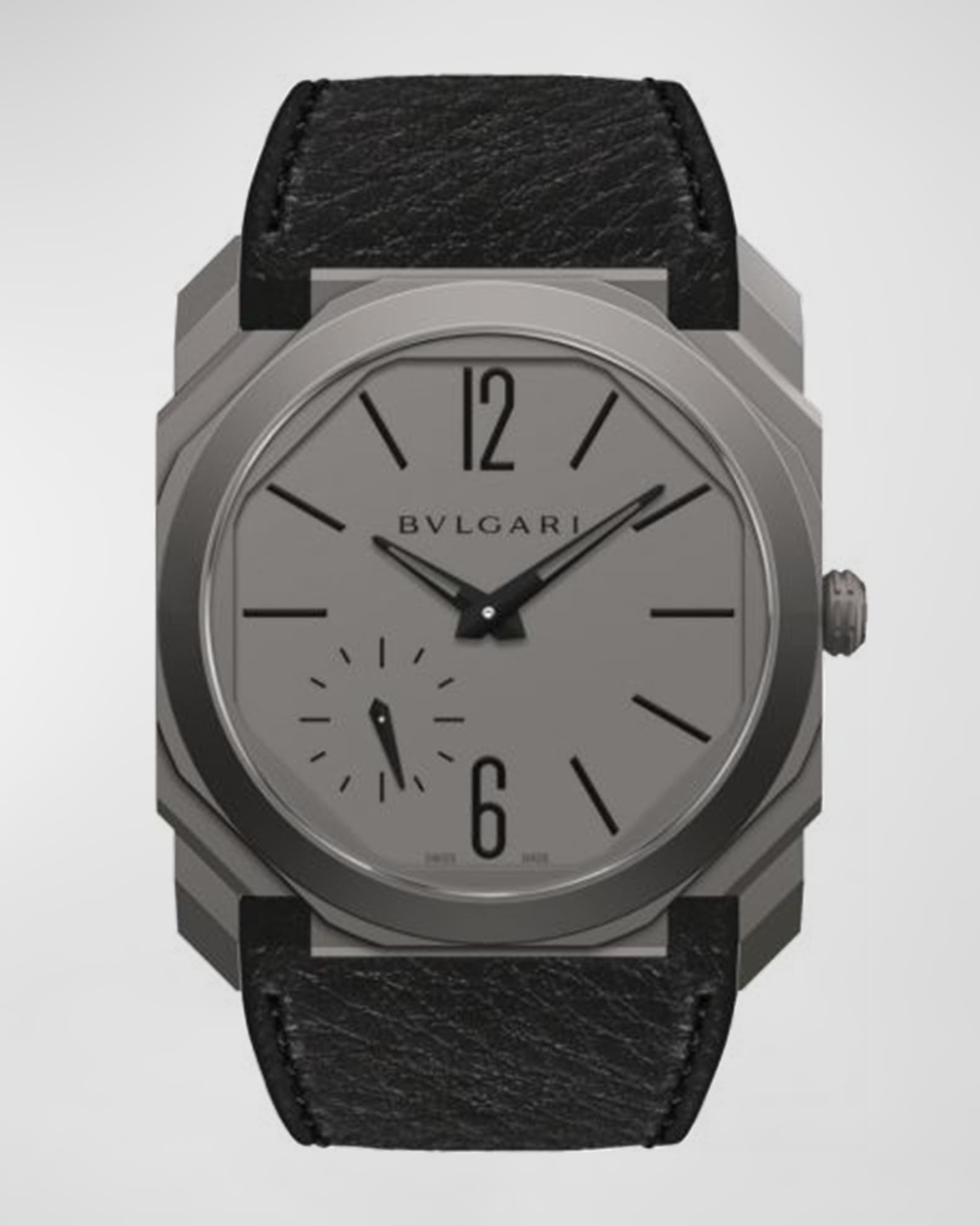 Bvlgari sotirio black dial men's automatic watch with alligator leather band shop