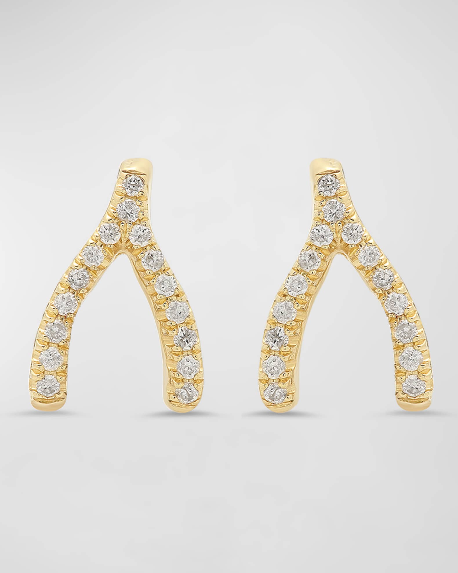 Diamond & 18k Gold Small Wishbone Stud Earring main image 1