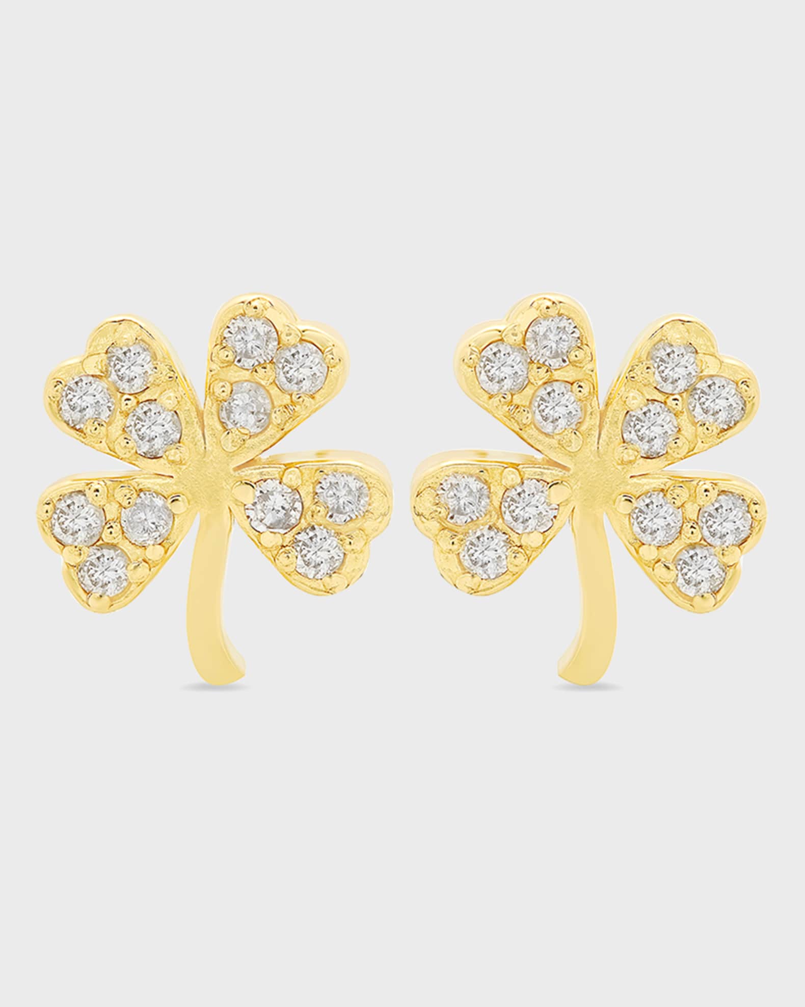Mini Diamond Four-Leaf Clover Stud Earrings 0