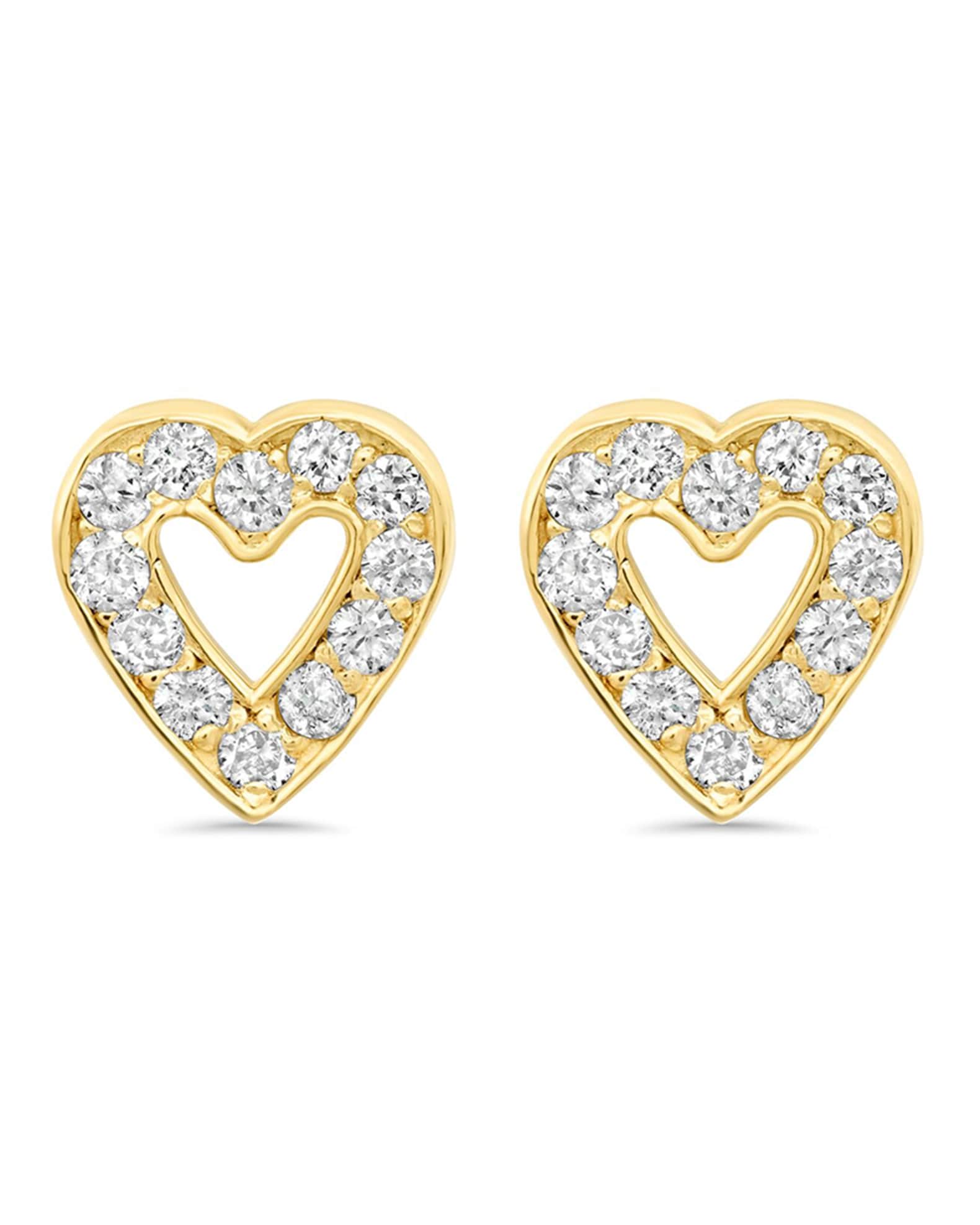 Jennifer Meyer Mini Diamond Open Heart Stud Earrings | Neiman Marcus