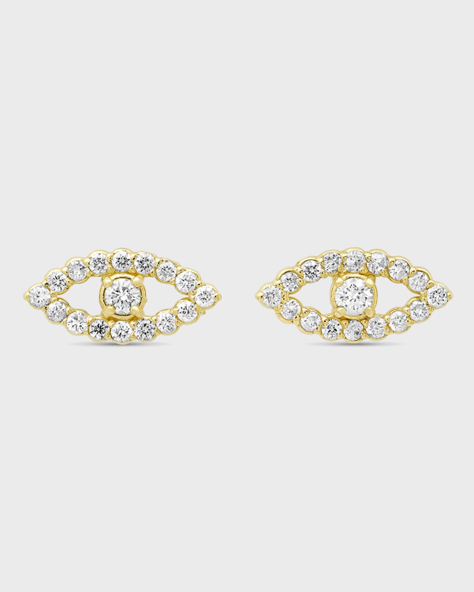 Mini Diamond Open Evil Eye Earrings 0