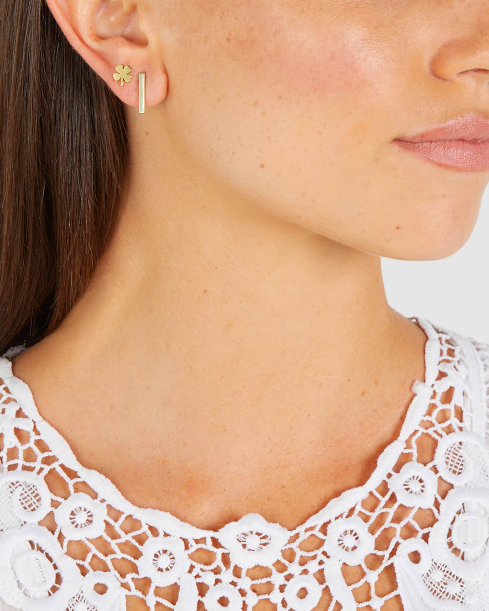 18k Mini Four-Leaf Clover Stud Earrings 1