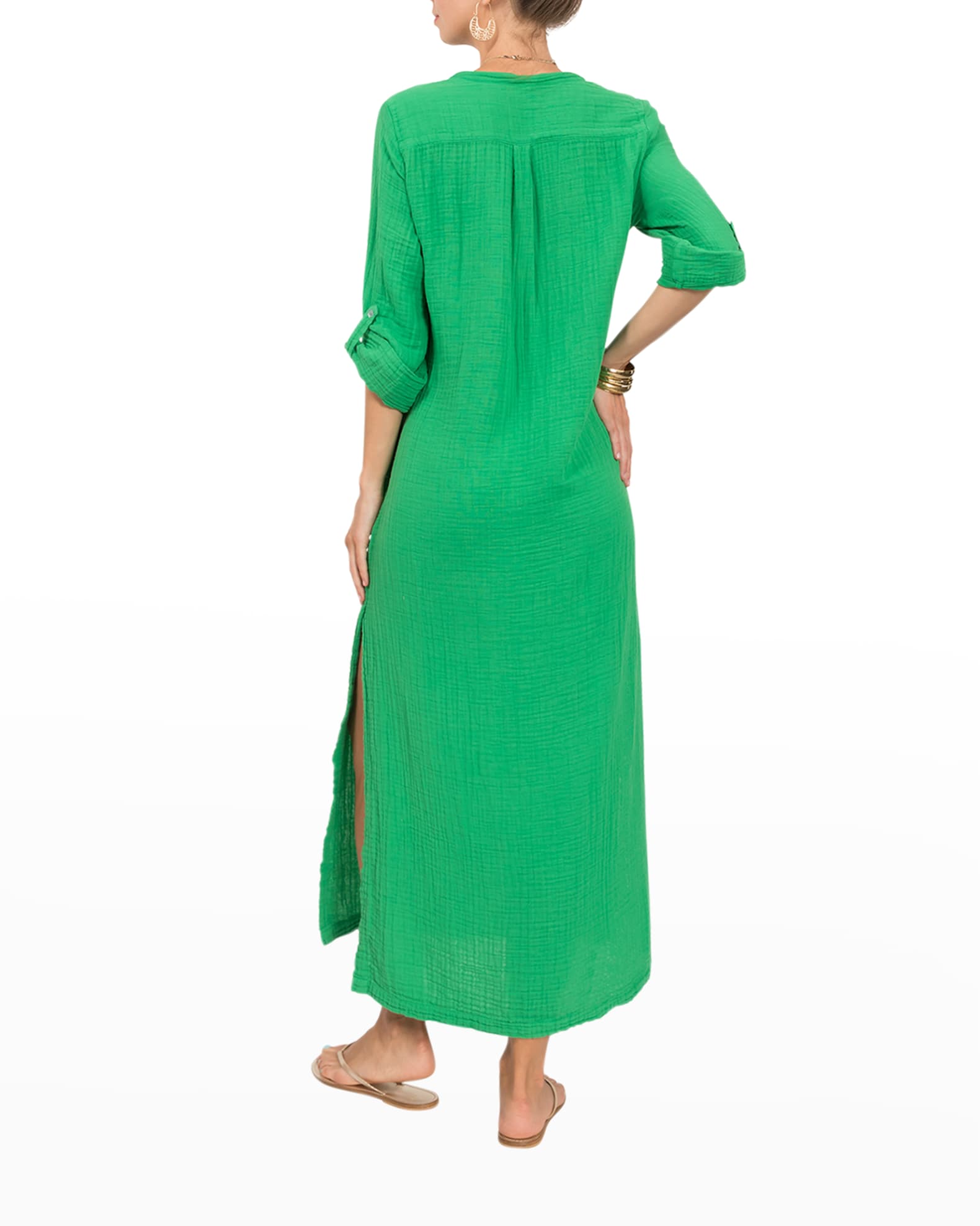 Everyday Ritual Tracy Gauze Cotton Henley Caftan Neiman Marcus