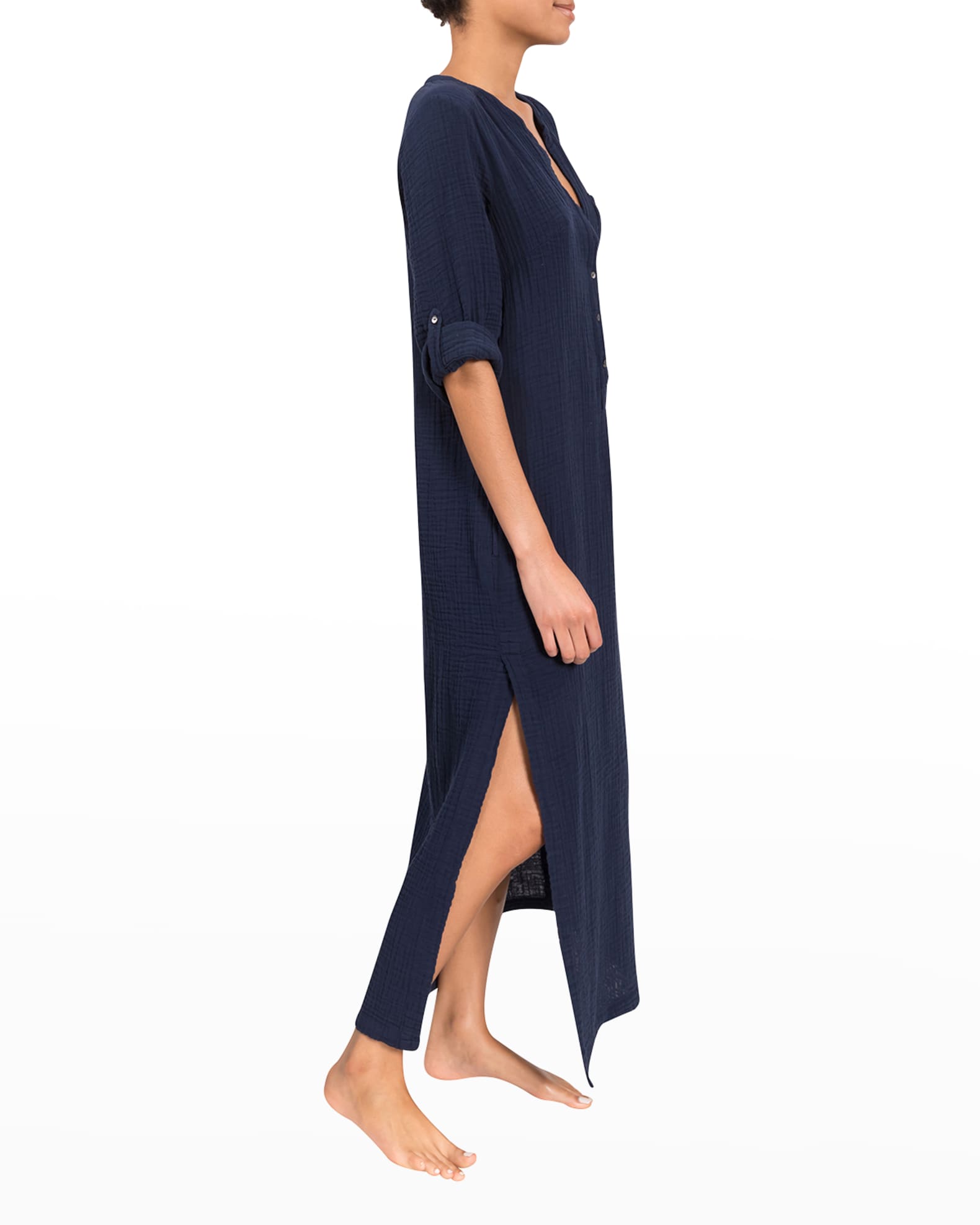 Everyday Ritual Tracy Gauze Cotton Henley Caftan Neiman Marcus