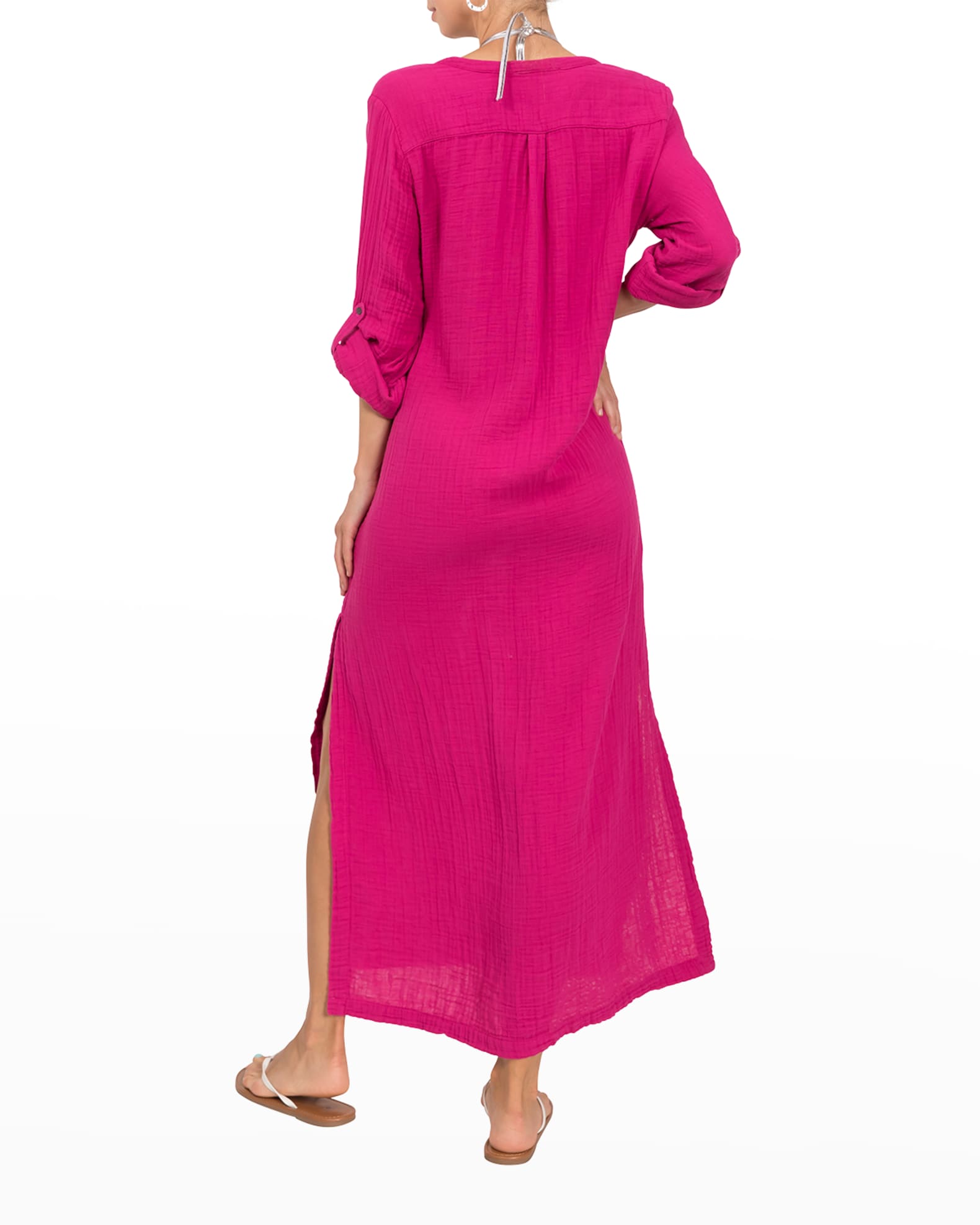 Everyday Ritual Tracy Gauze Cotton Henley Caftan Neiman Marcus