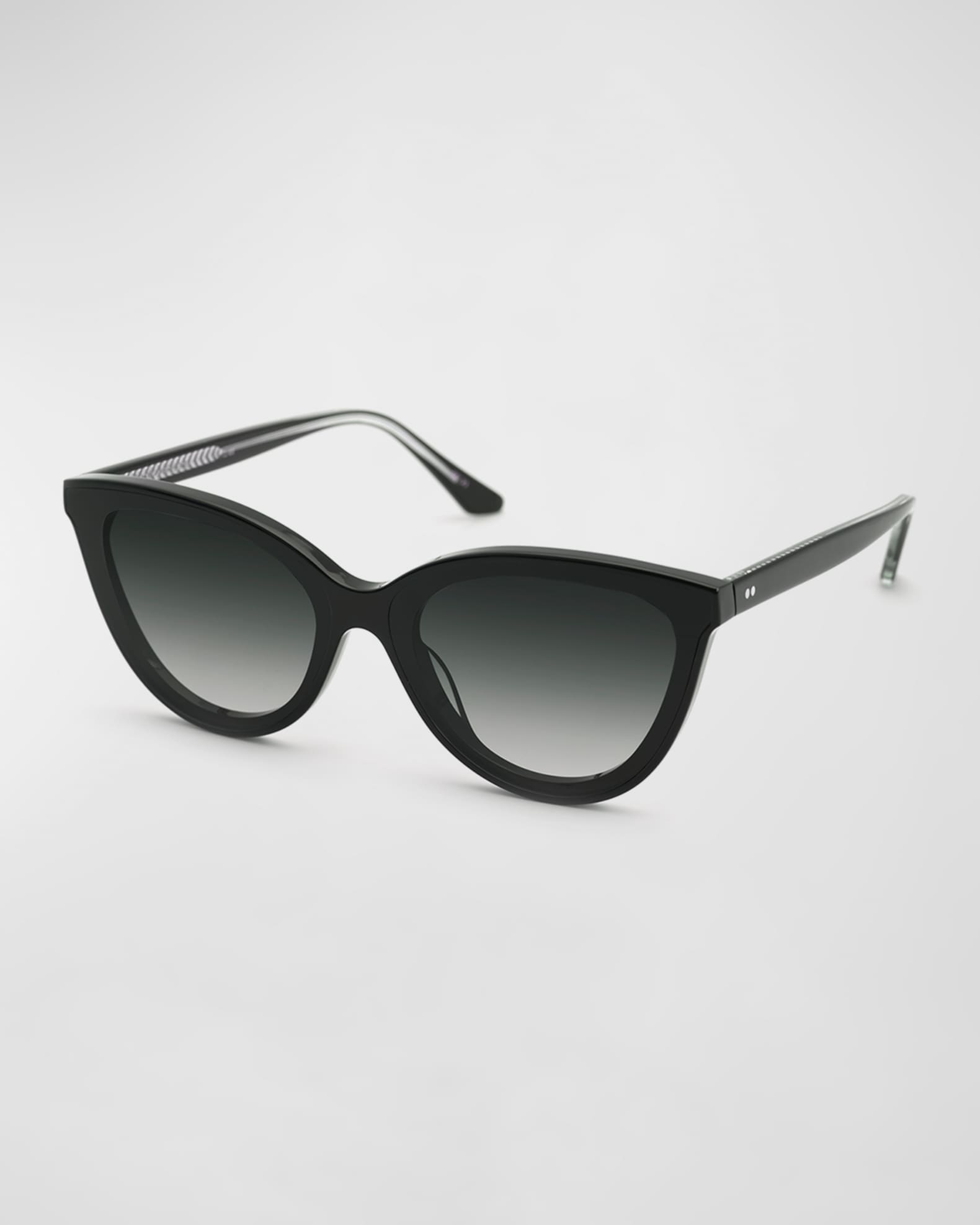 Monroe Nylon Acetate/Metal Cat-Eye Sunglasses, Black 0