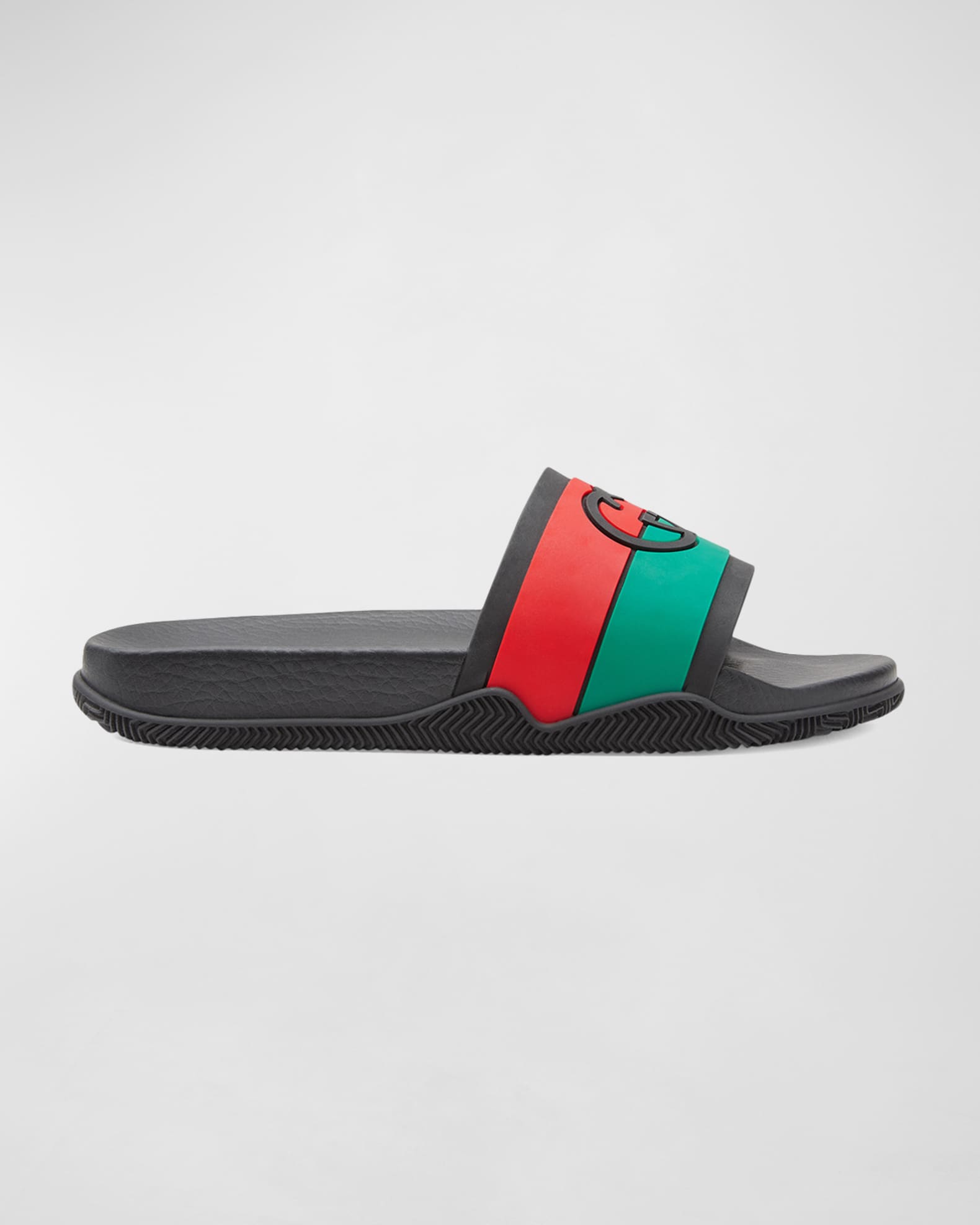 Gucci, Shoes, Gucci Rubber Web Stripe Slide Sandals