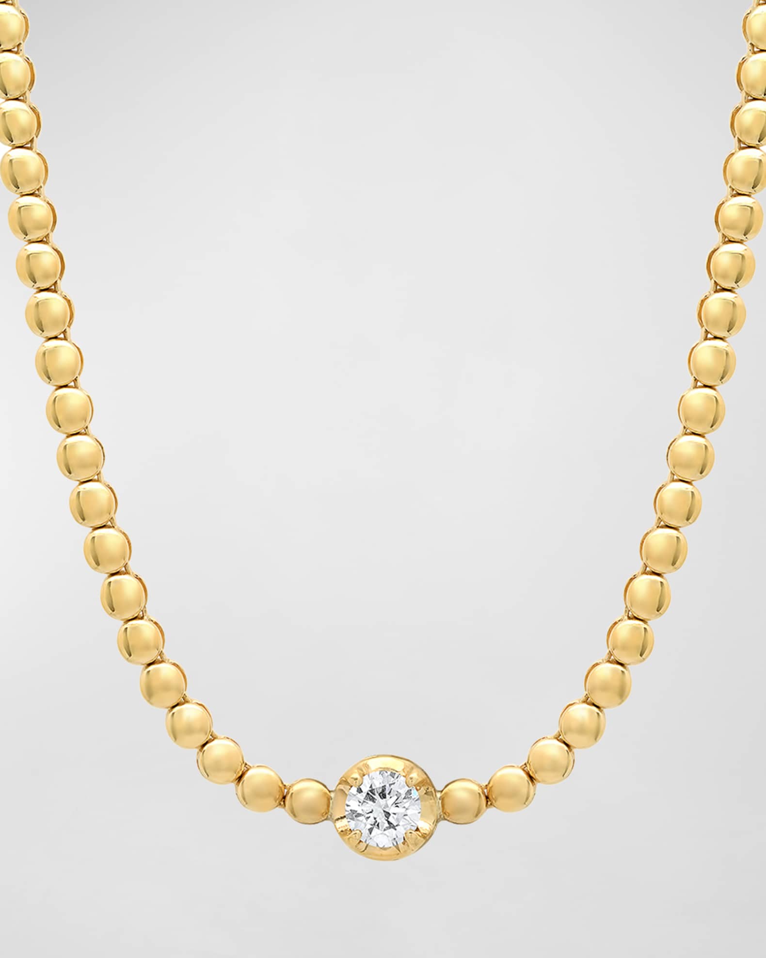 18k Gold Beaded Diamond Tennis Necklace 0