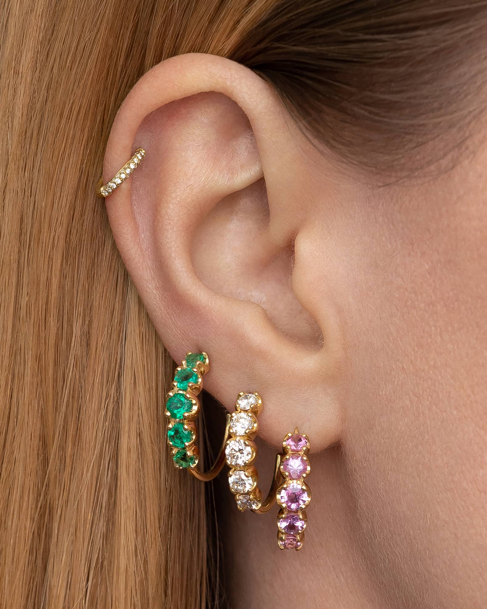 Jennifer Meyer 18k Gold Graduated Diamond Small Hoop Earrings Neiman Marcus