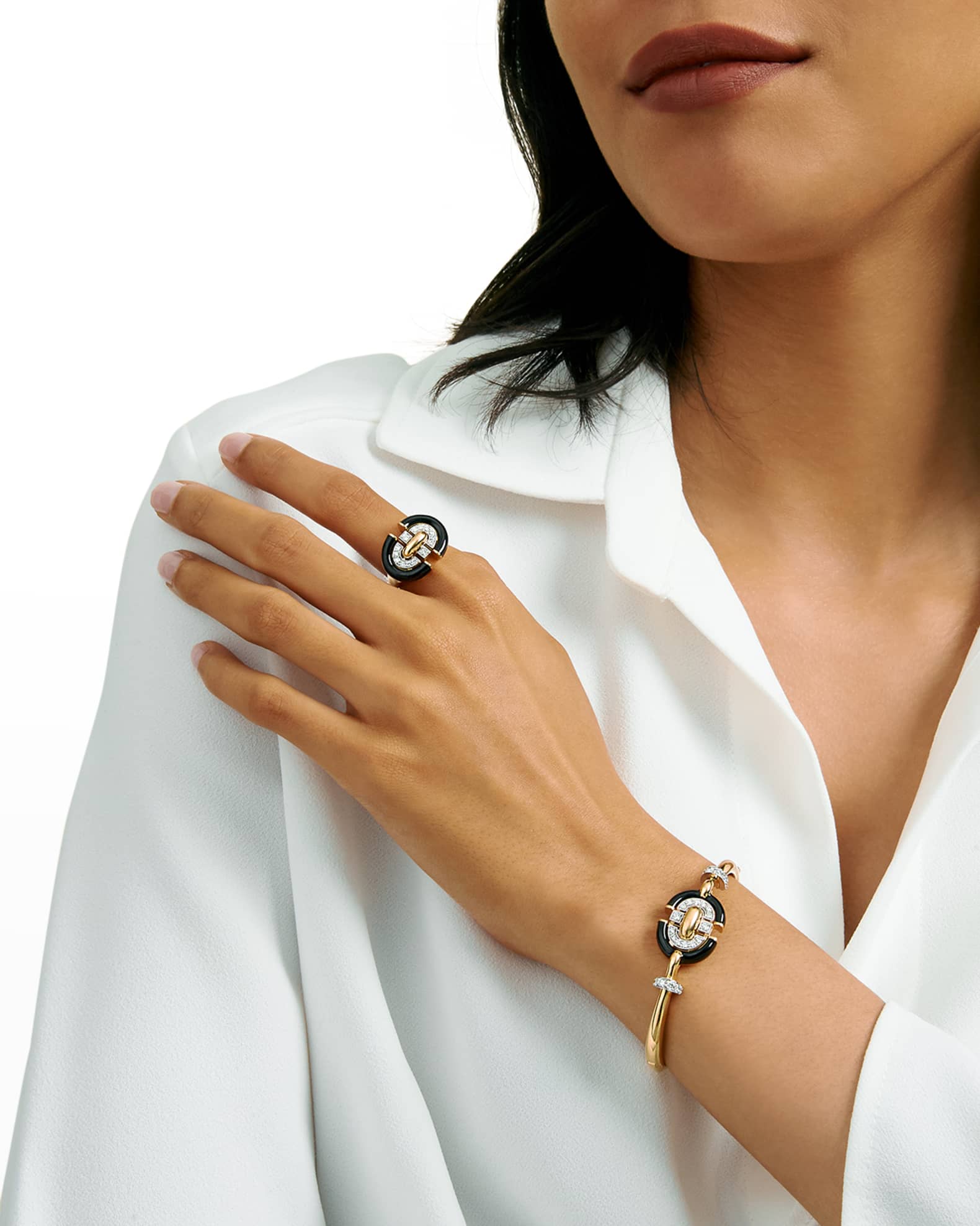 18K Gold & Black Enamel Unity Bracelet w/ Diamonds 1