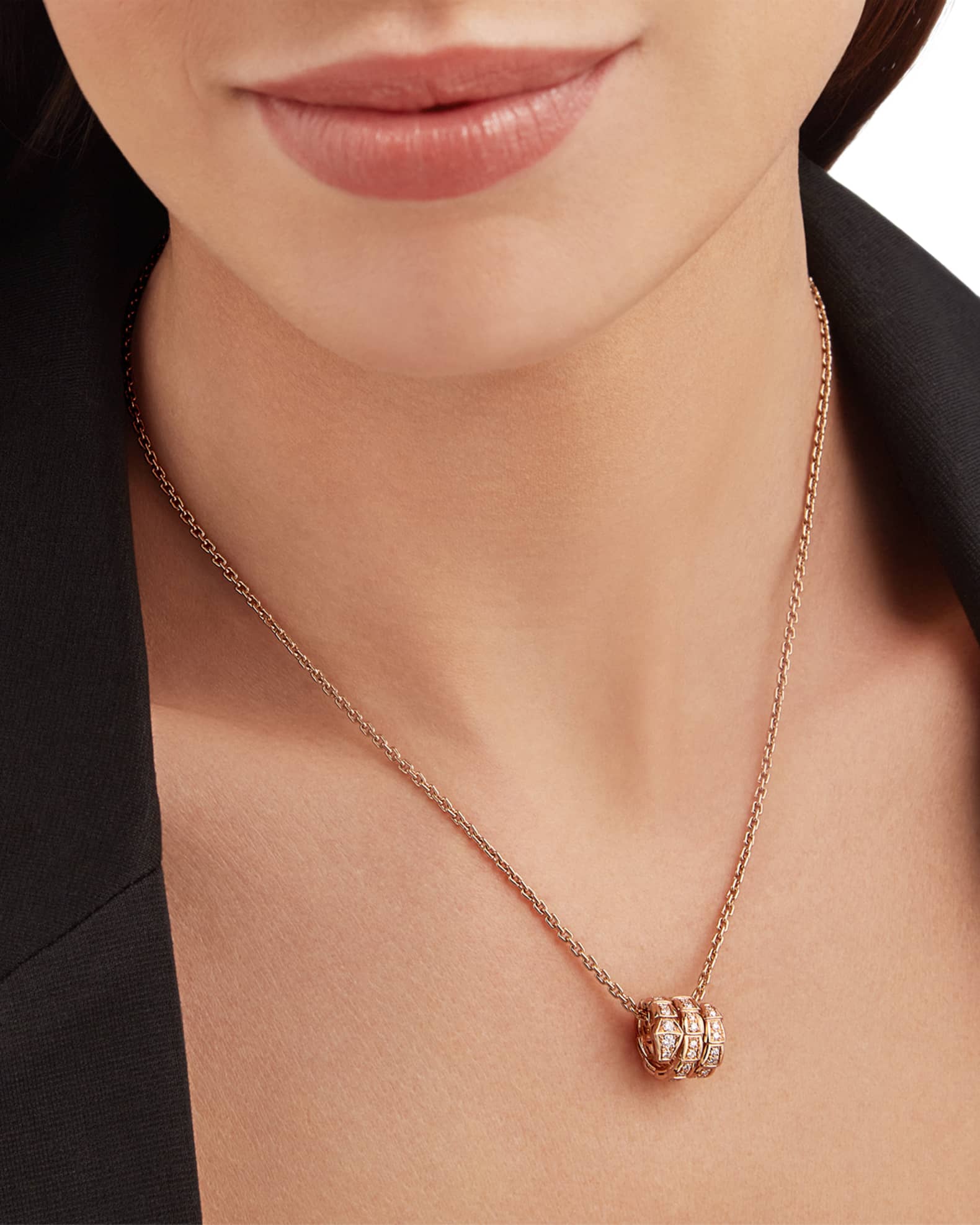Rose gold Serpenti Viper Necklace with 0.13 ct Diamonds