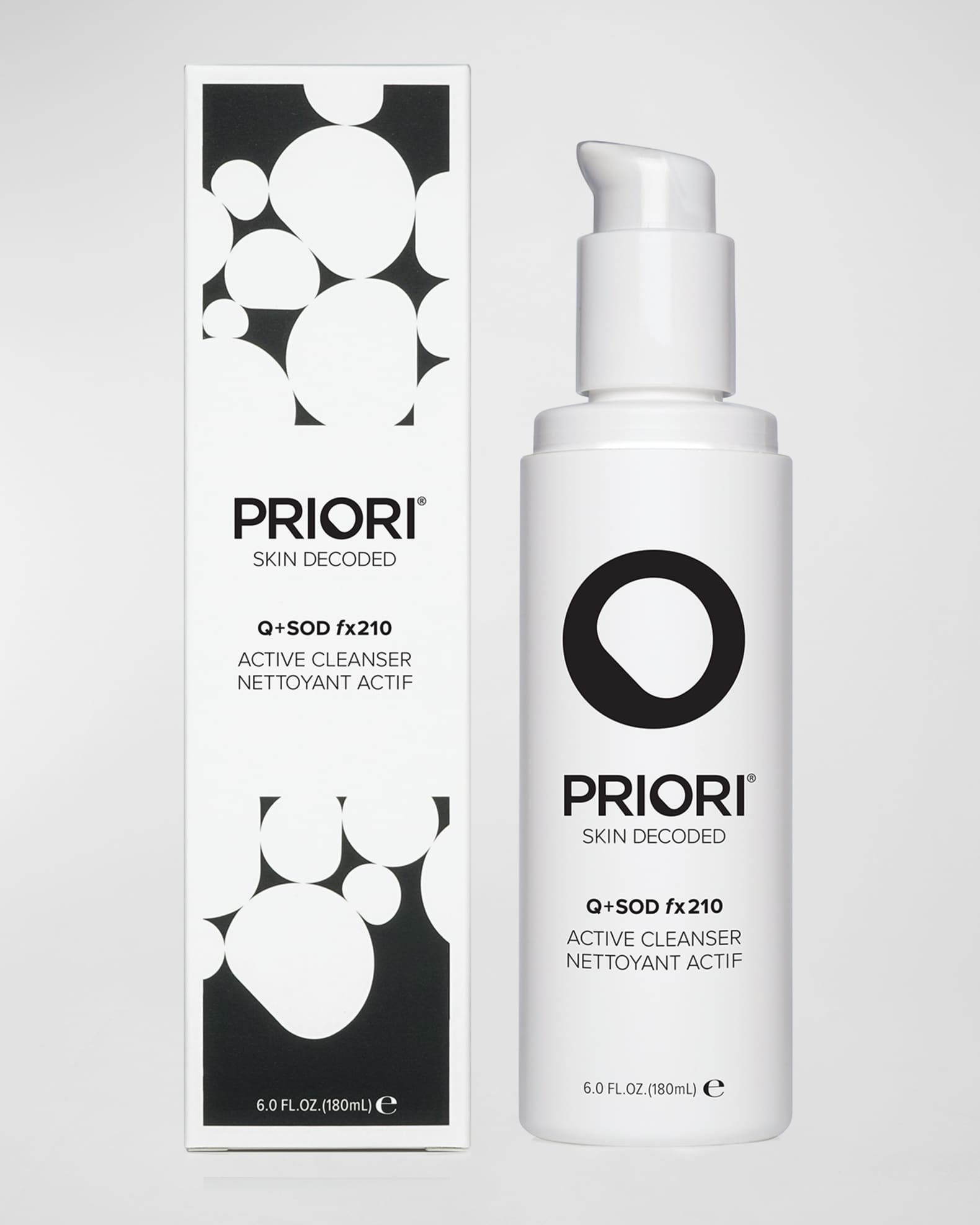 PRIORI Skincare Q and SOD fx210 Active Cleaner, 6 oz.