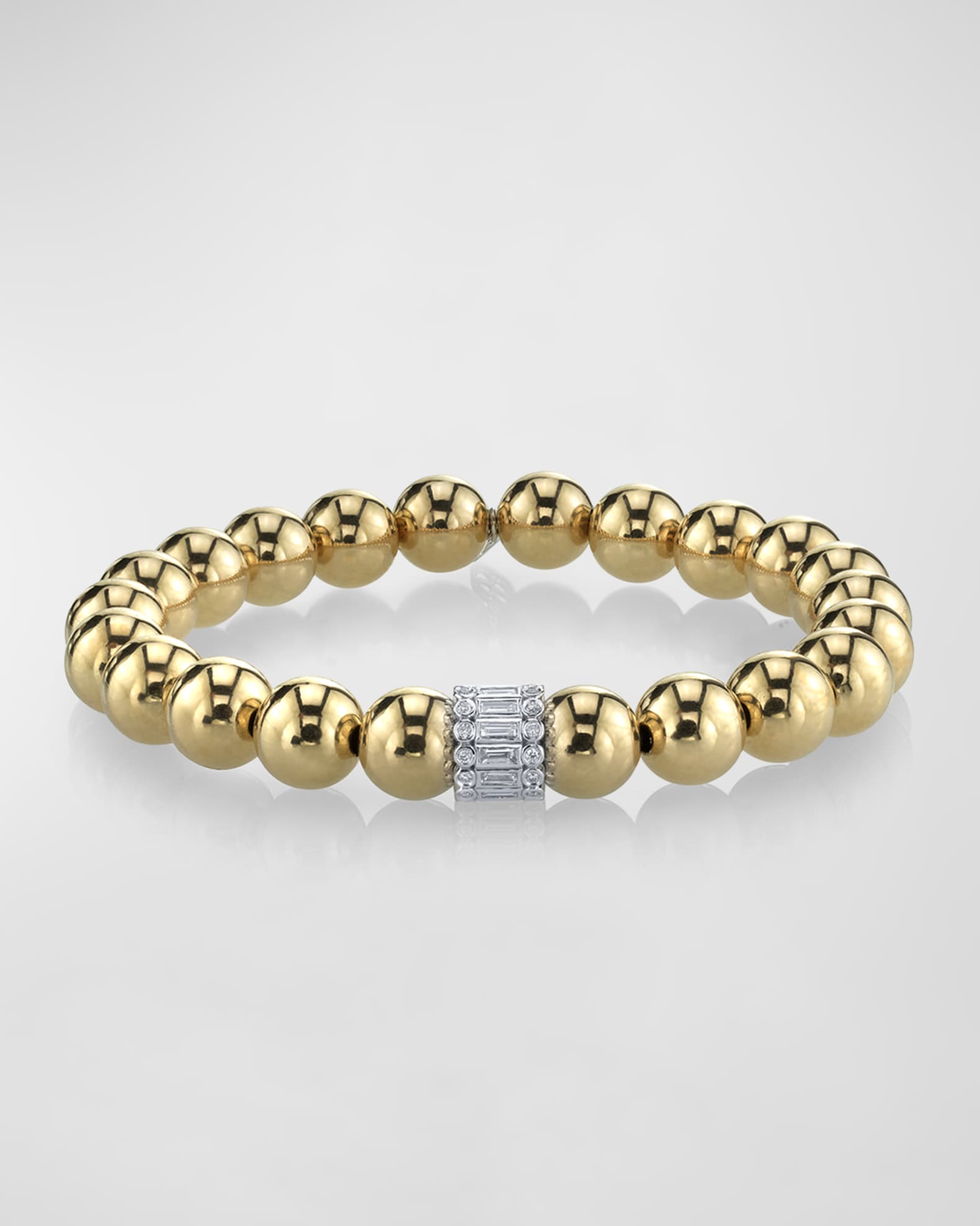 Sydney Evan 14k Yellow Gold Bead and Diamond Rondelle Bracelet Neiman