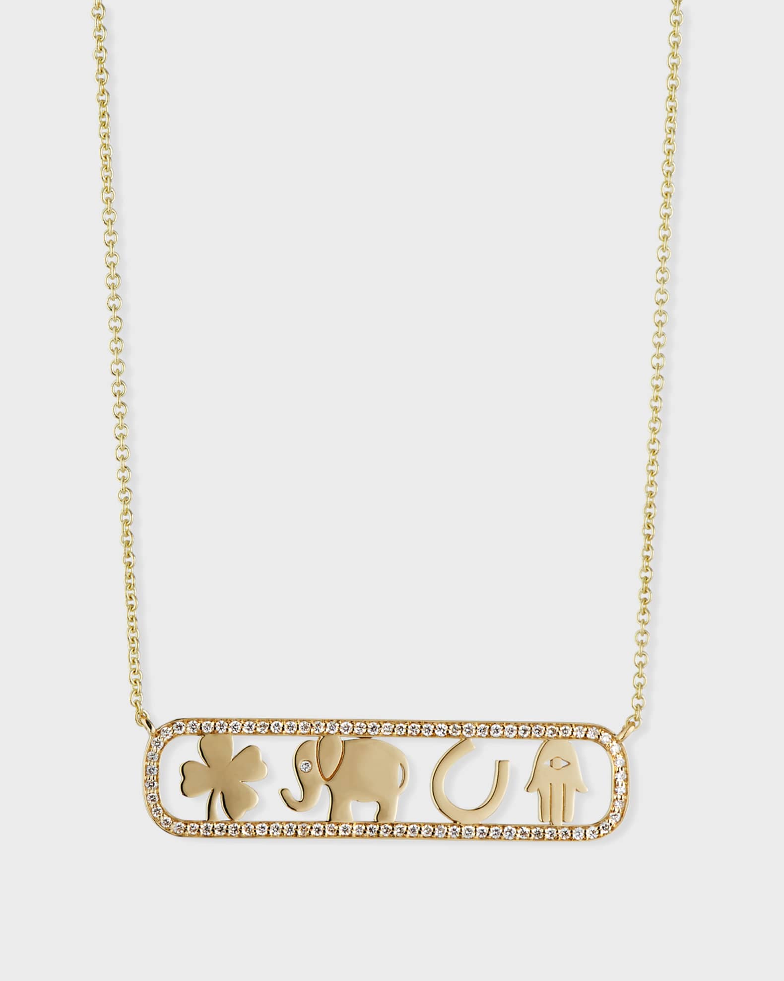 14k Diamond Icon Bar Necklace 0