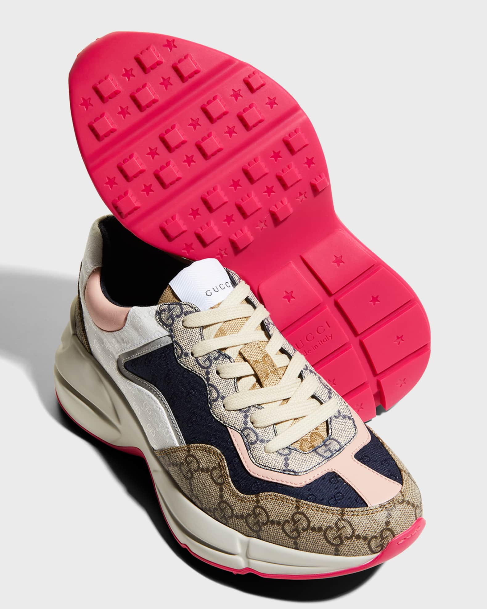 Shop Gucci Rhyton Mixed Media Sneakers