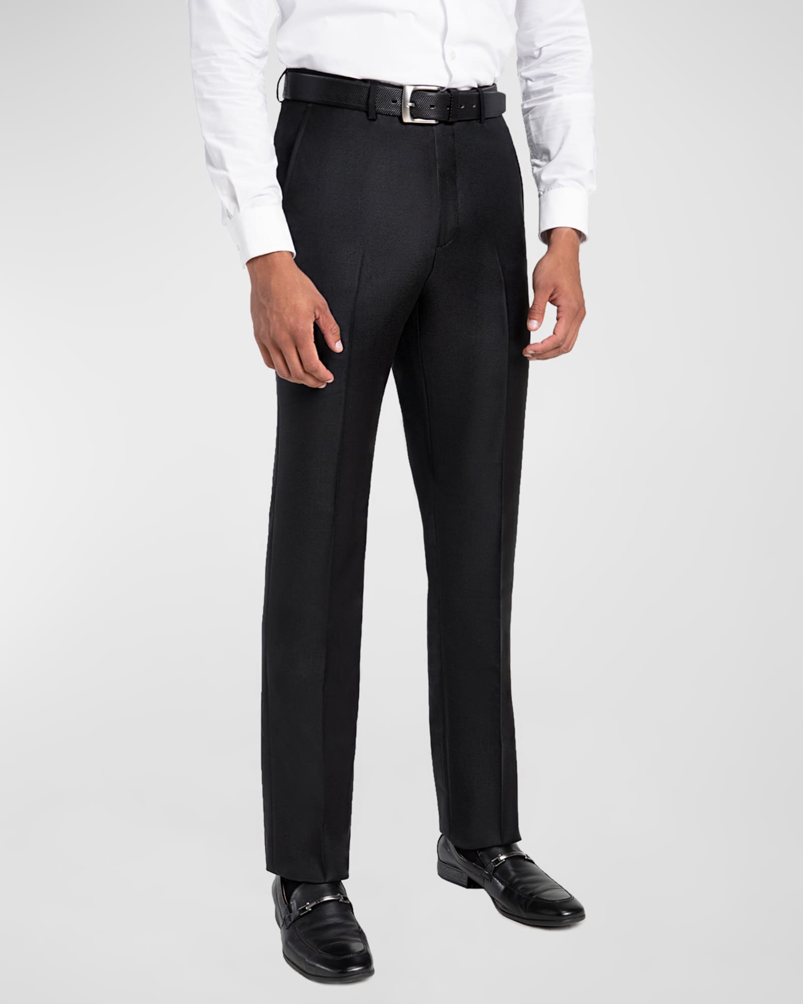 Santorelli Men's Loro Piana Wool Comfort Waistband Trousers | Neiman Marcus