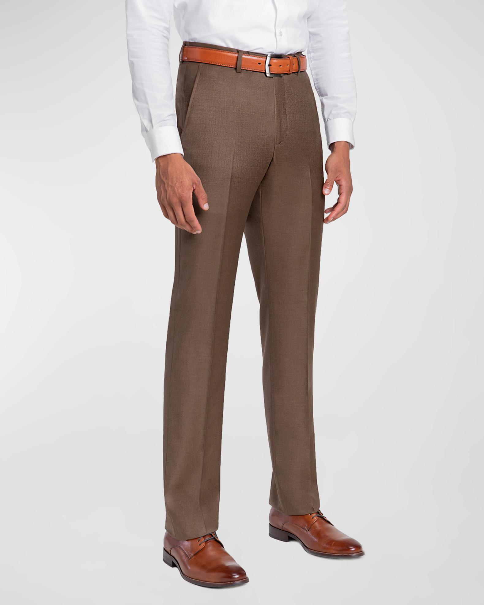 Santorelli Men's Loro Piana Wool Comfort Waistband Trousers