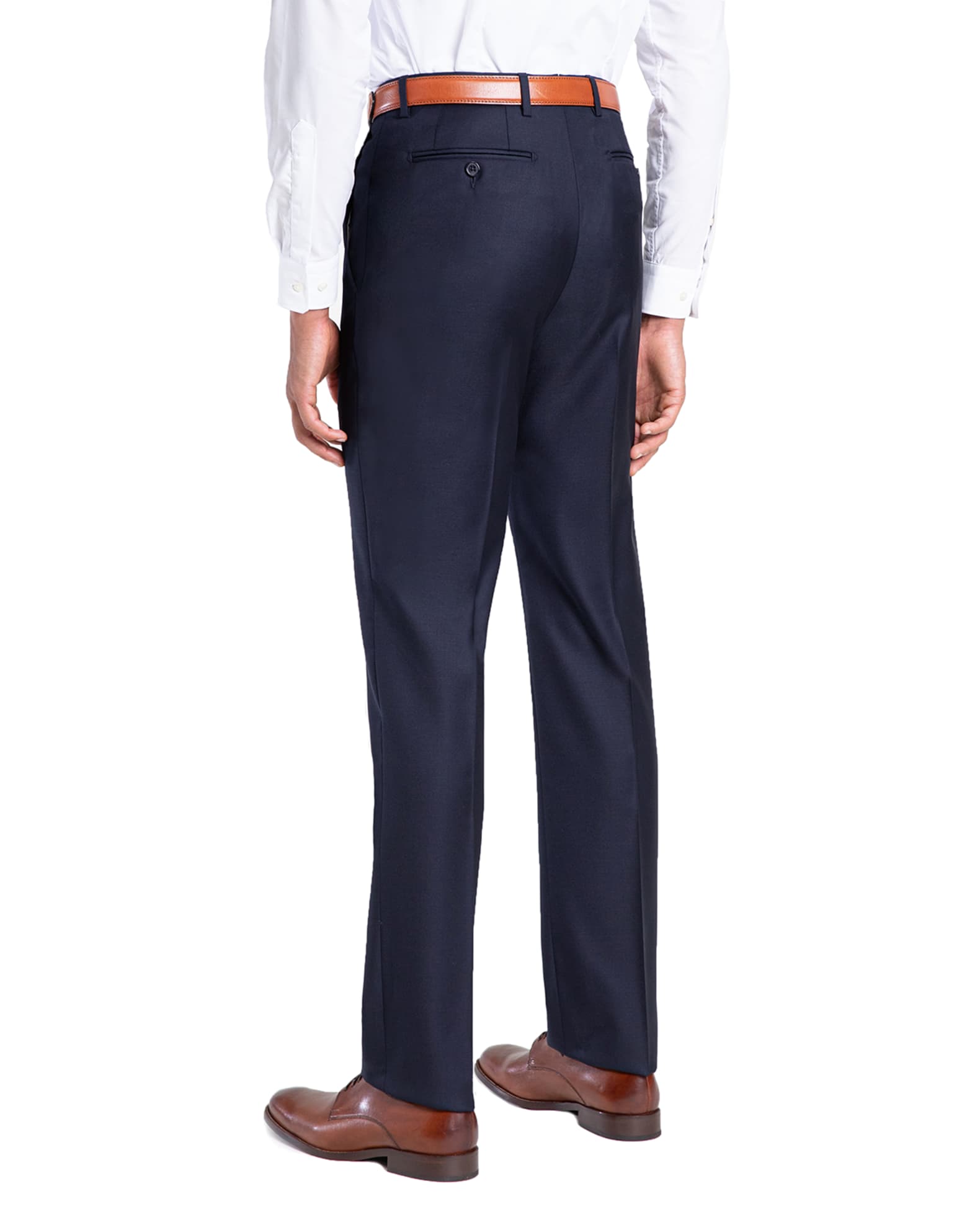 Santorelli Men's Loro Piana Wool Comfort Waistband Trousers | Neiman Marcus