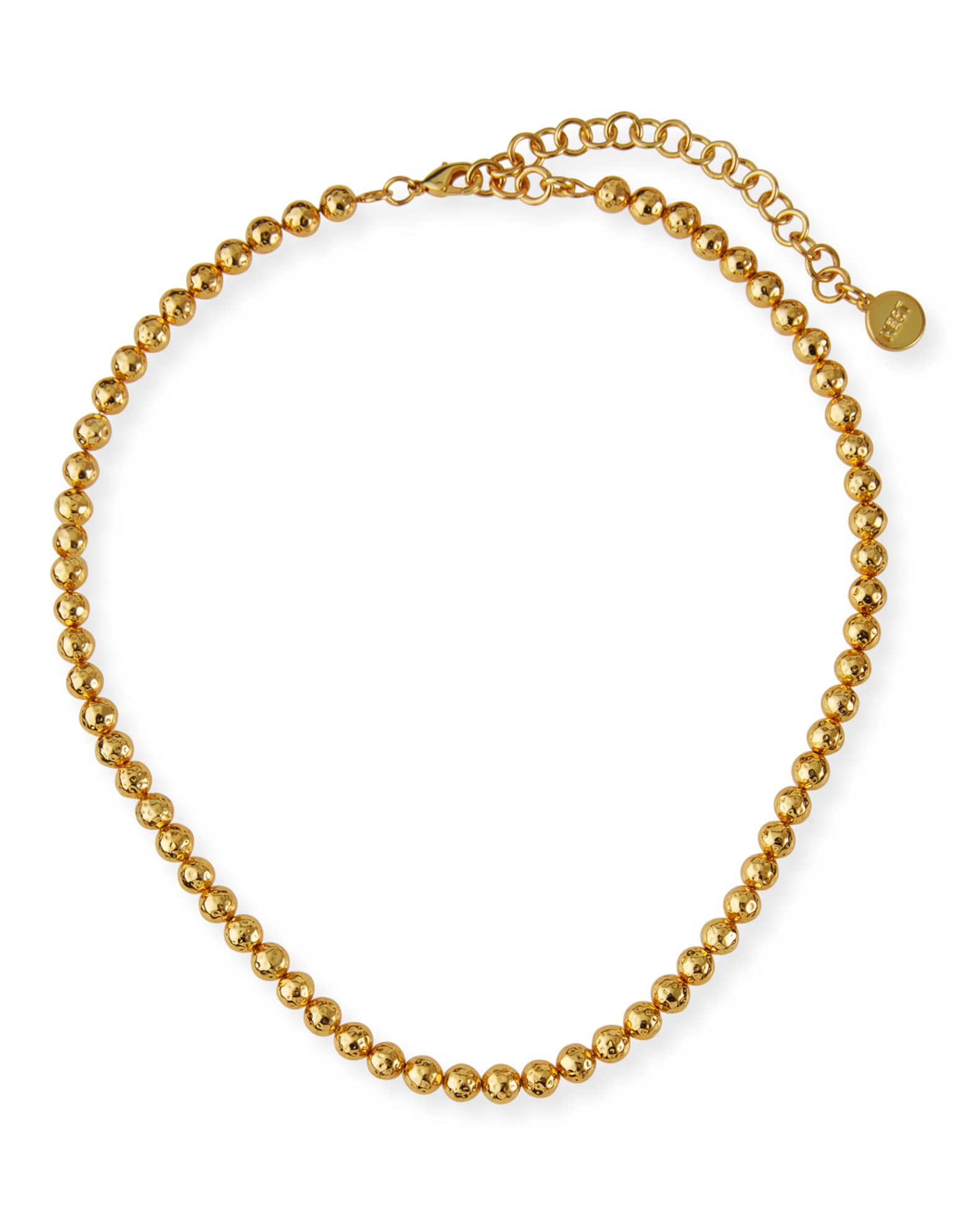 Hammered Gold Beaded Necklace 0