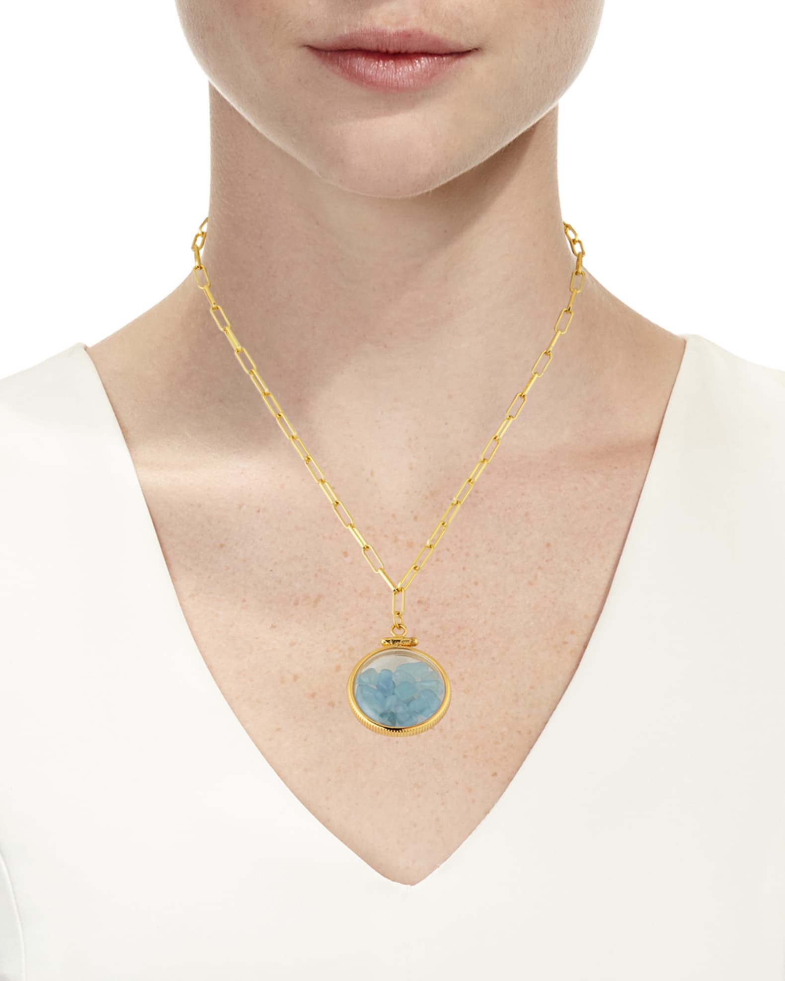 Aquamarine Stone Shaker Pendant Necklace 1