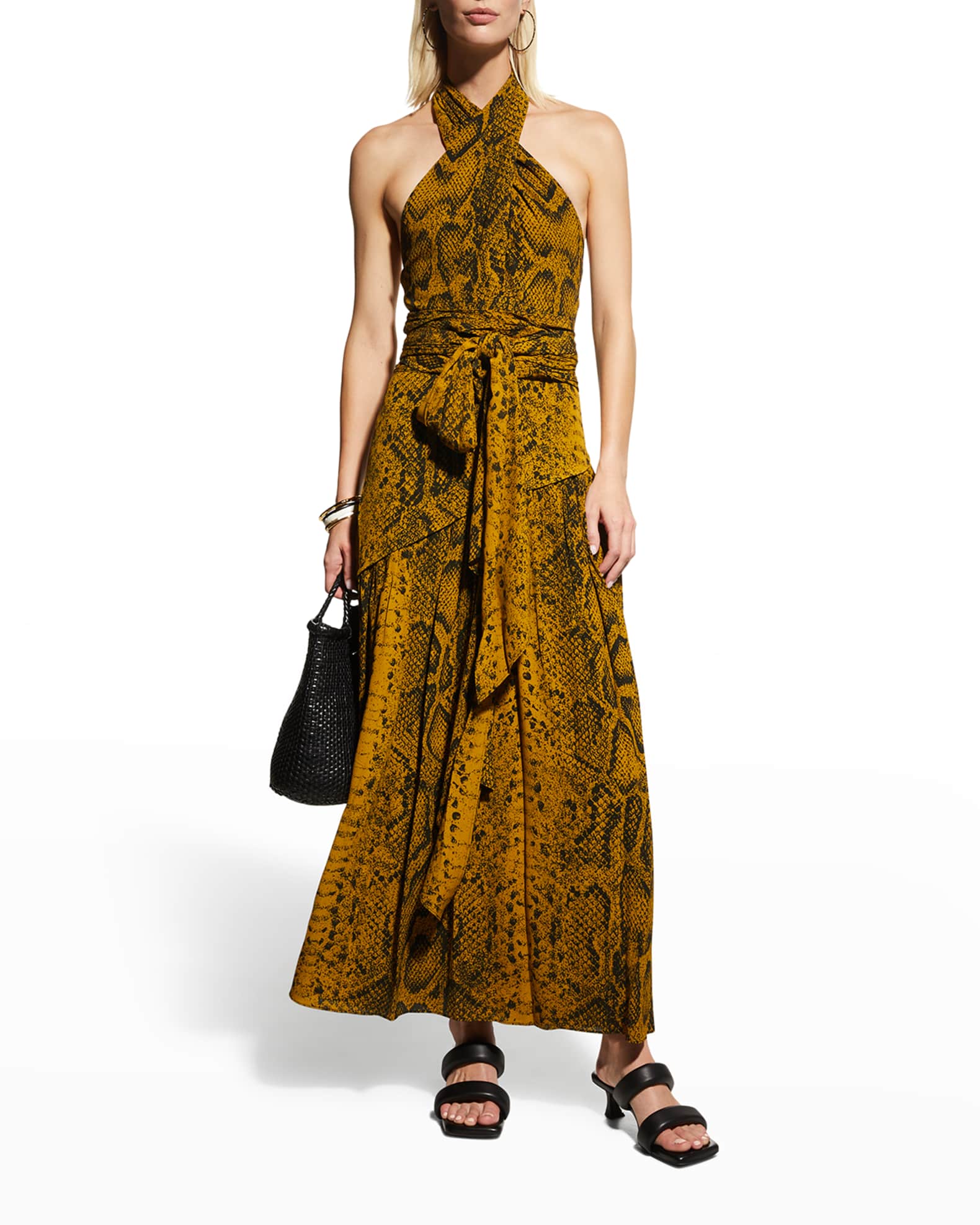 Proenza Schouler Snake-Print Halter Maxi Dress | Neiman Marcus