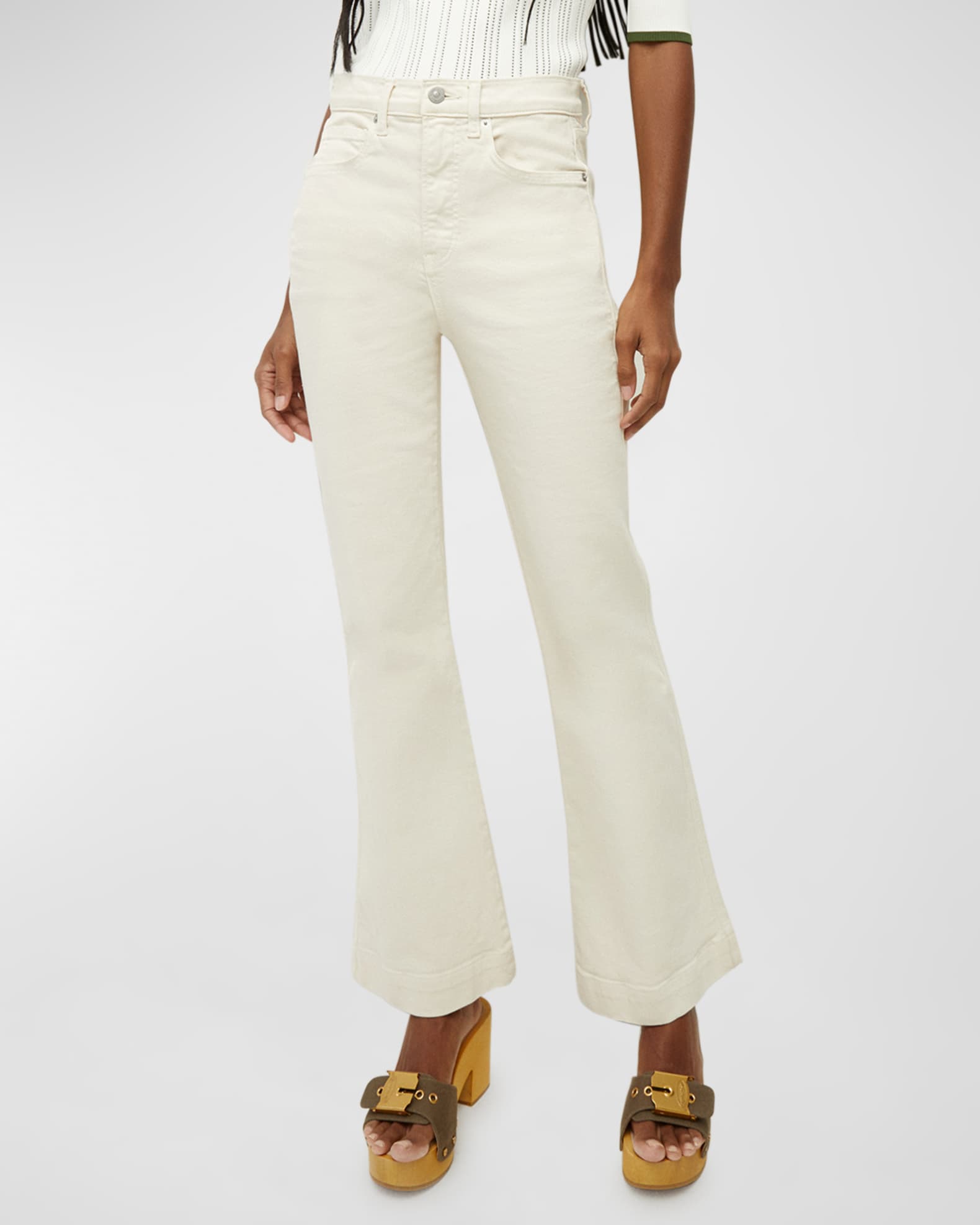 Veronica Beard Jeans Carson High-Rise Ankle Flare Jeans | Neiman Marcus