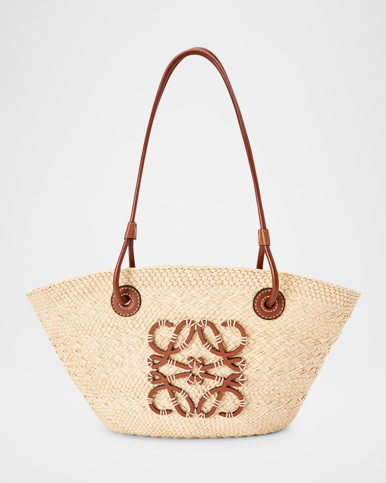 Loewe x Paula's Ibiza Anagram Small Straw Basket Tote Bag