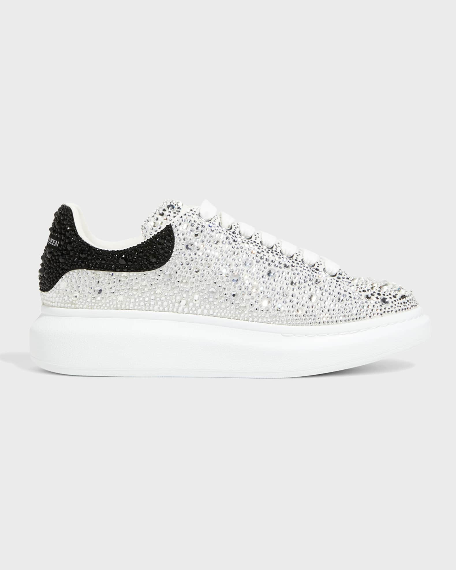 Alexander McQueen Men's Oversized Larry Allover Crystal Platform Sneakers