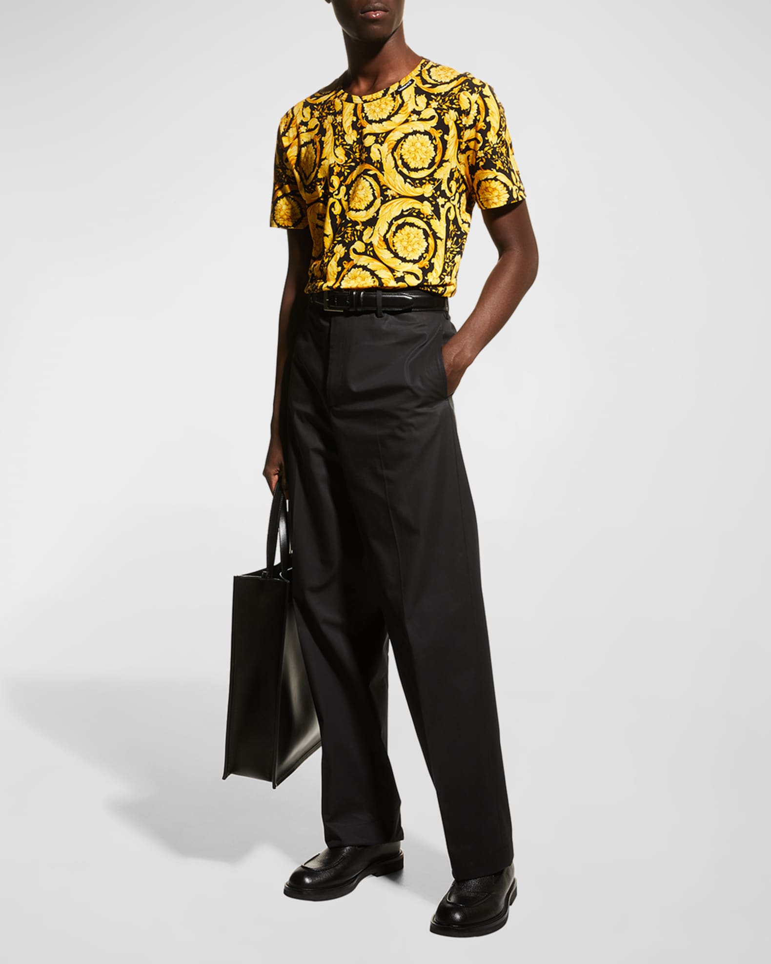 Versace Barocco バロック柄 ストレッチ コットン Tシャツ 17969570_40563106_600.jpg