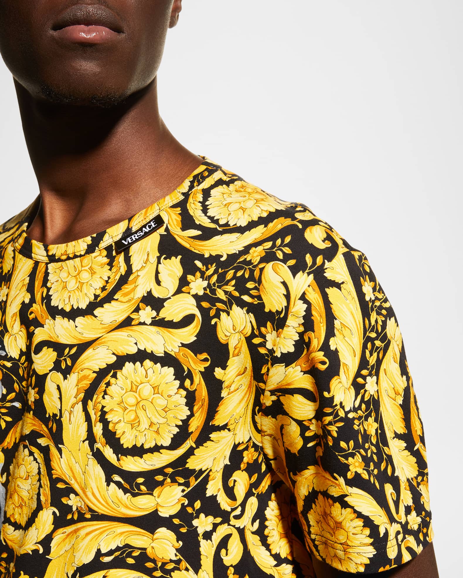Versace Barocco バロック柄 ストレッチ コットン Tシャツ 17969570_40563106_600.jpg