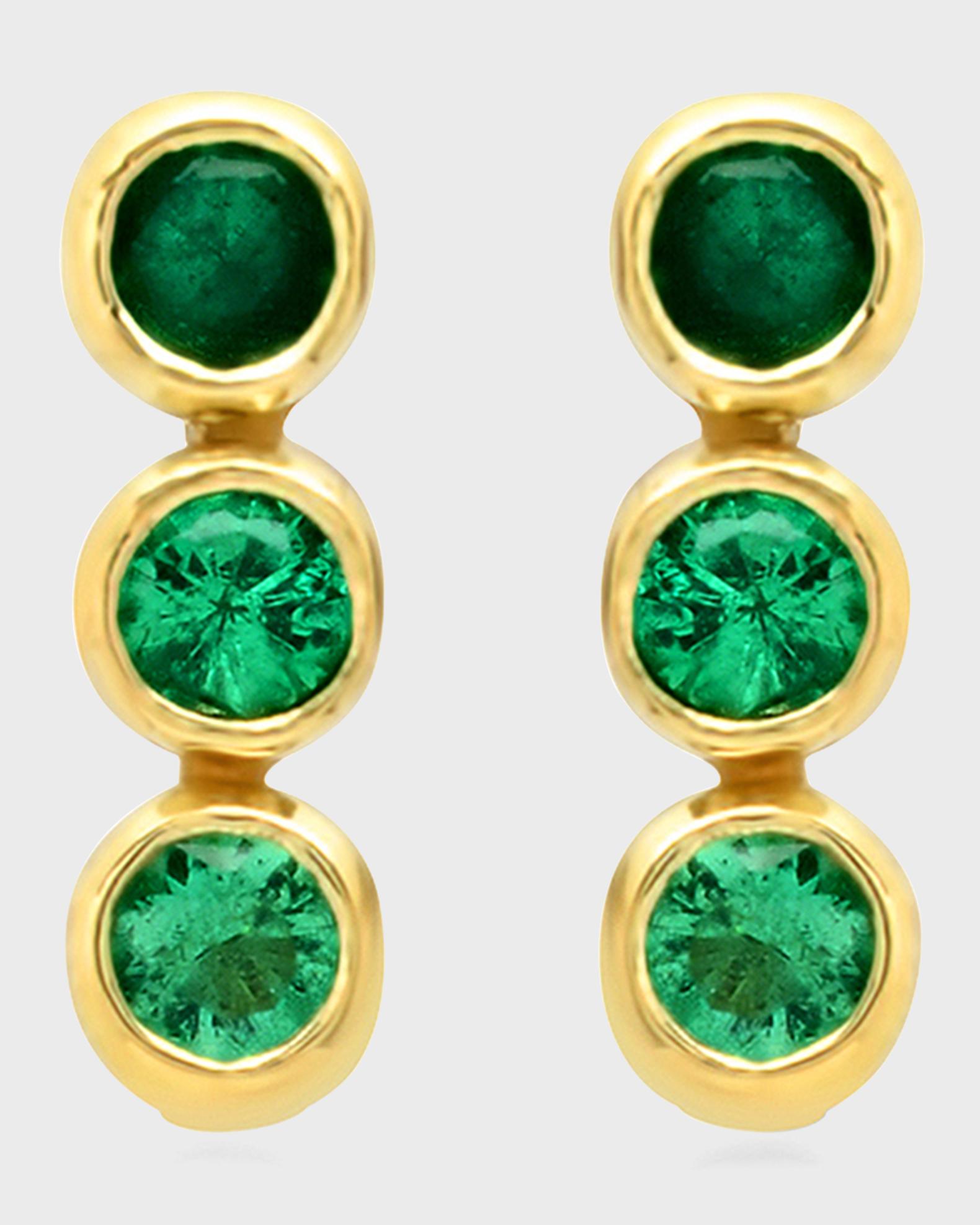 Jennifer Meyer 18k Gold Three Bezel-Set Drop Earrings | Neiman Marcus