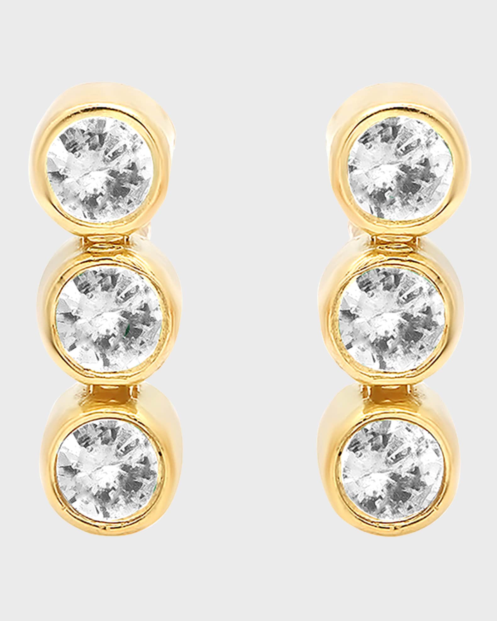 18k Gold Three Bezel-Set Drop Earrings 0