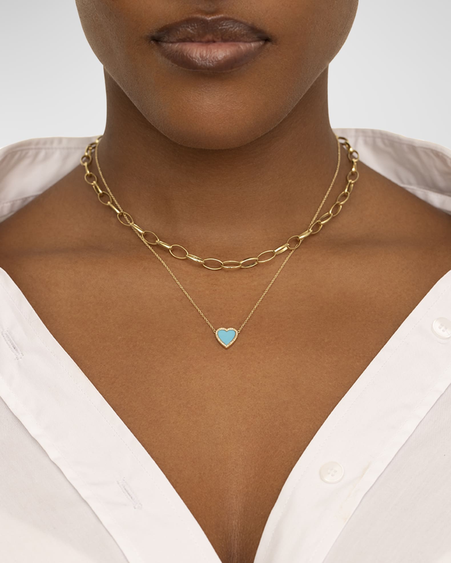 Jennifer Meyer Mini Inlay Heart Necklace with Diamonds Neiman Marcus