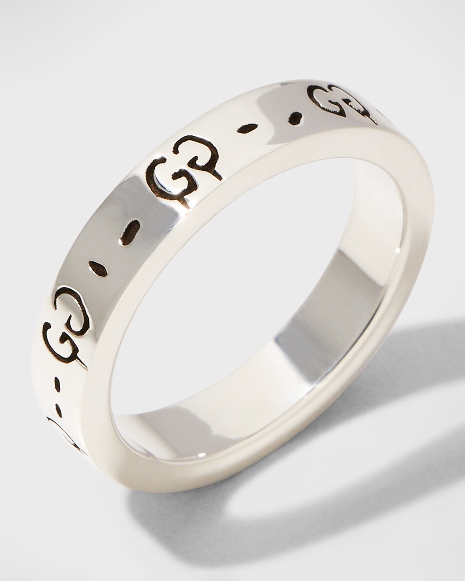 Gucci Ghost 4mm Sterling Silver Ring Neiman Marcus