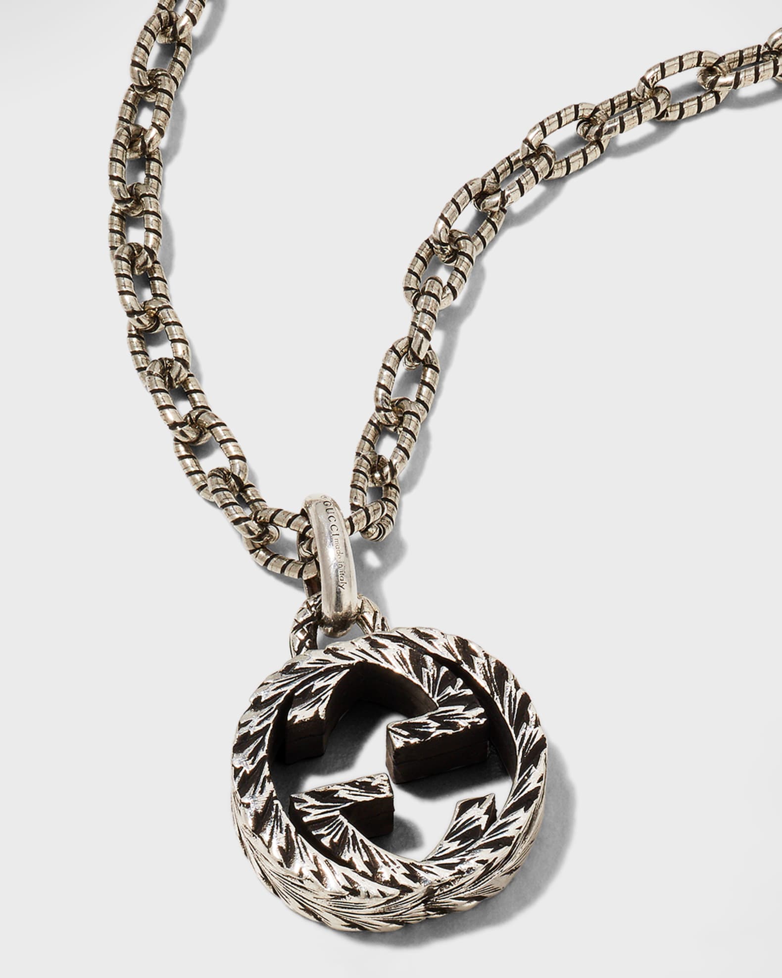 Gucci Textured Interlocking G Pendant Necklace Neiman Marcus