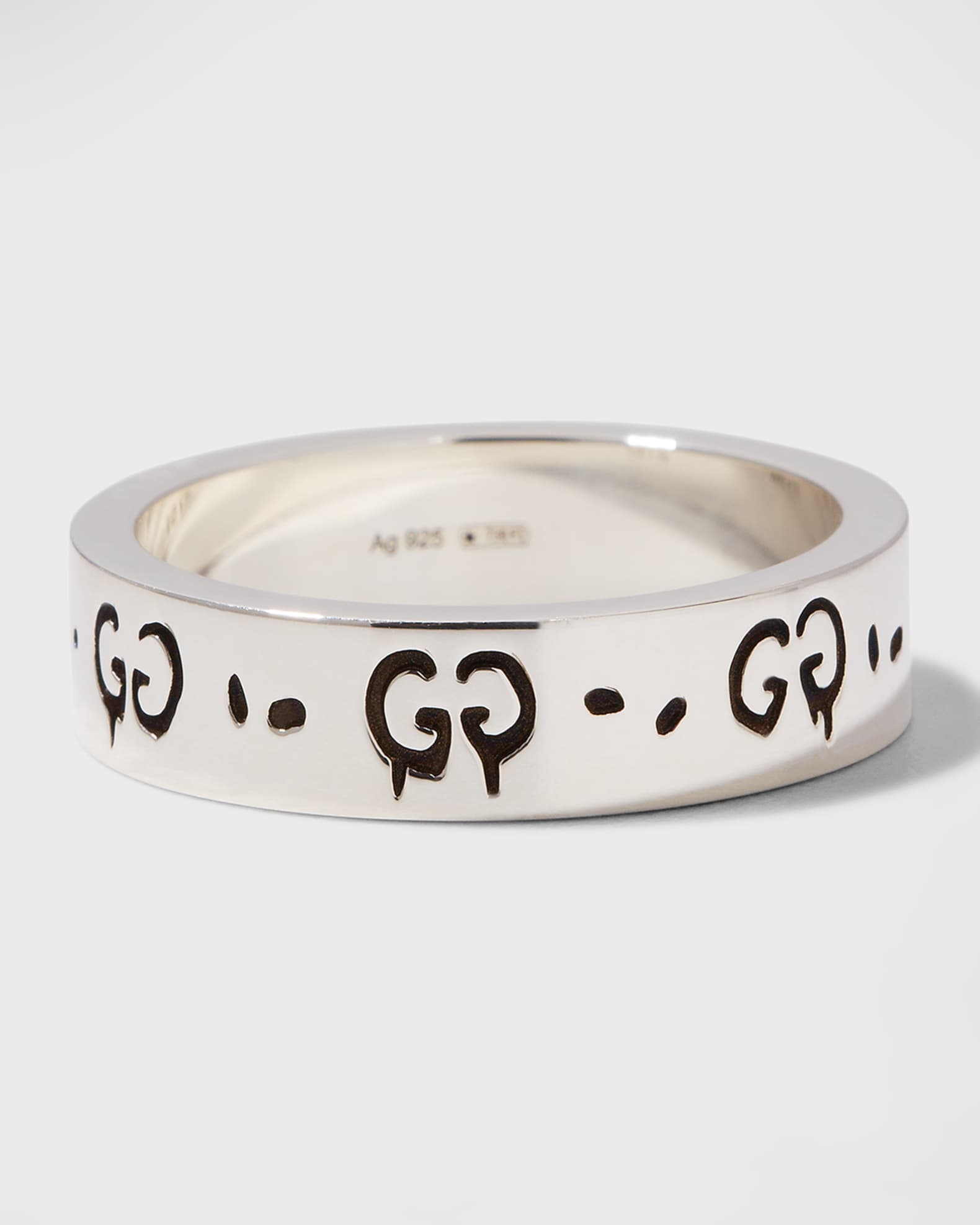 Gucci Ghost 6mm Sterling Silver Ring | Neiman Marcus