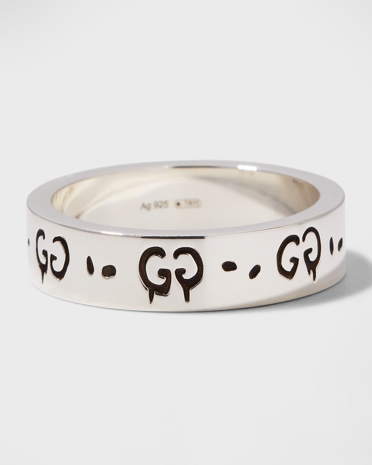 Gucci GG Marmont Cabled Sterling Silver Band Ring