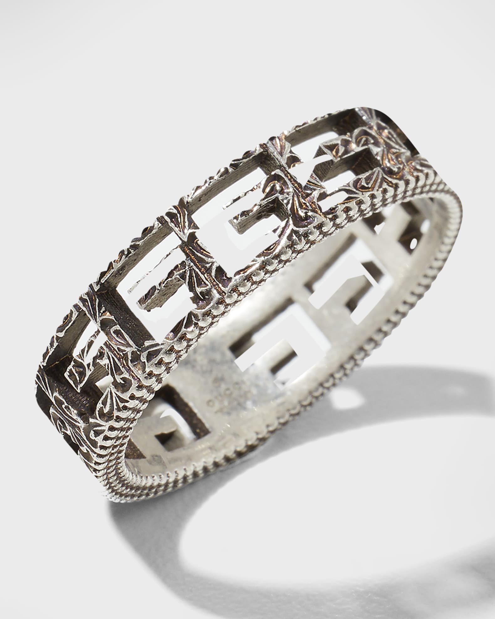 Gucci Men s G Cube 6mm Aged Silver Ring Size 9 11 Neiman Marcus