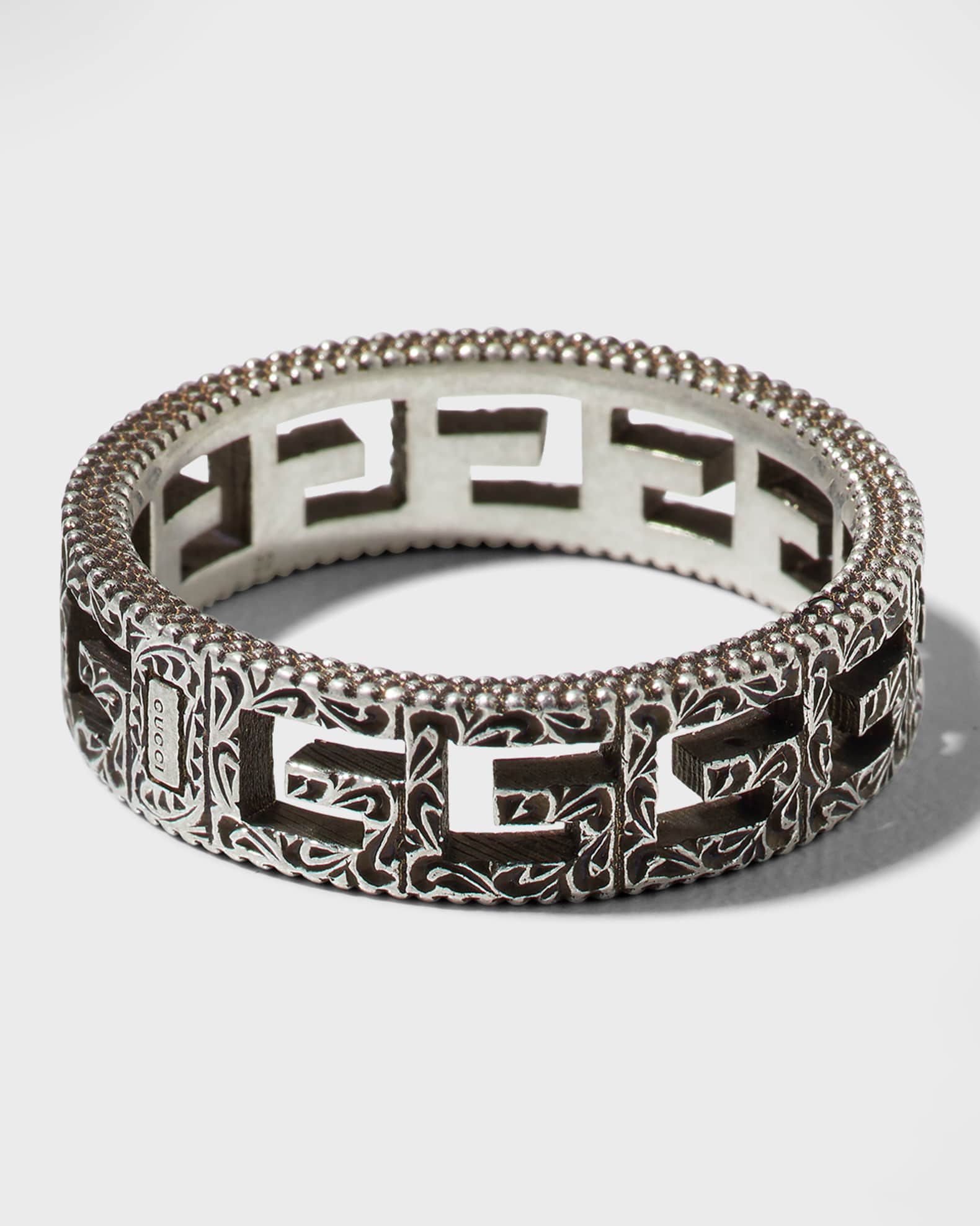 Gucci G Cube Cut Out Silver Ring