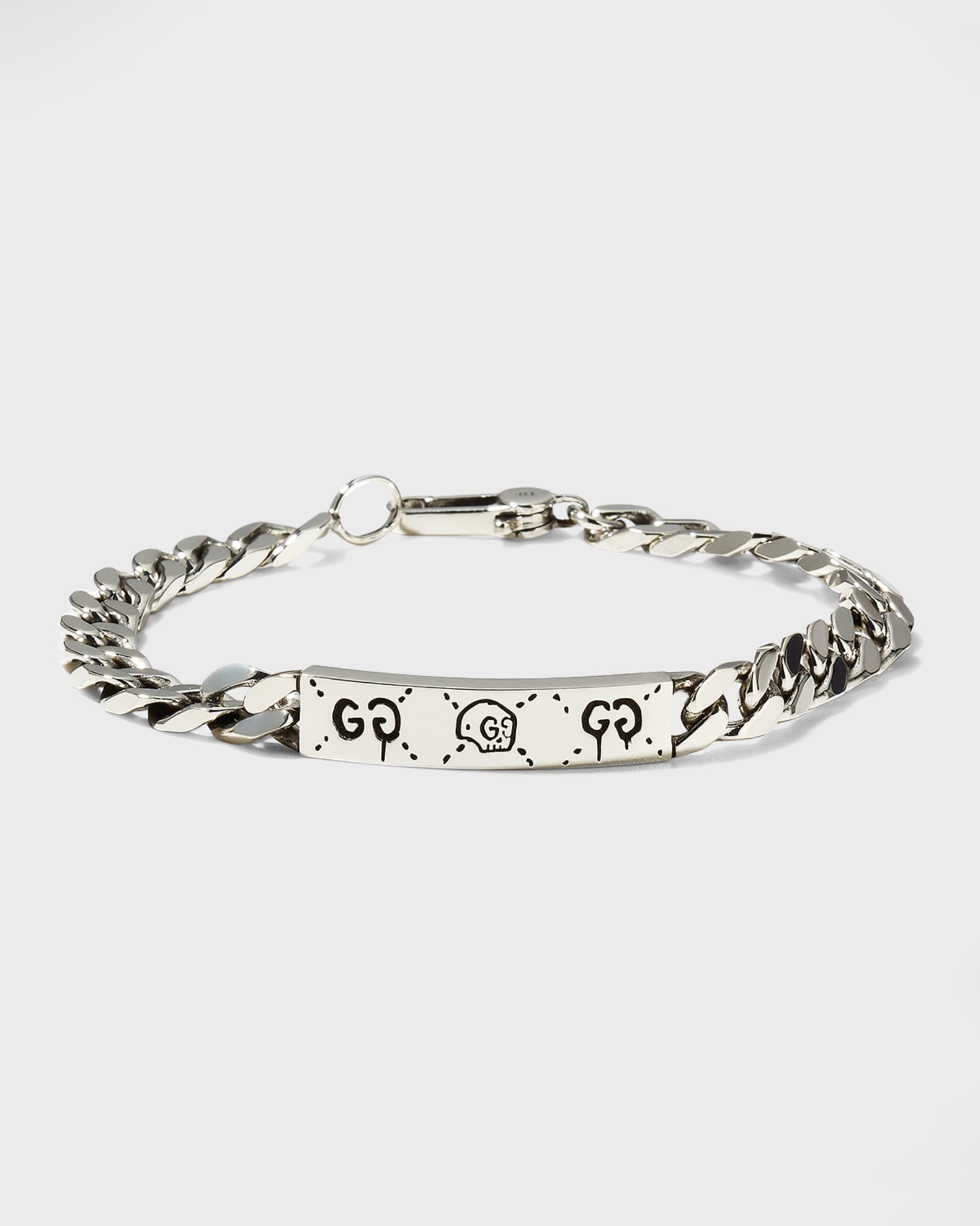 Gucci Men s Ghost Sterling Silver Bar Bracelet Neiman Marcus