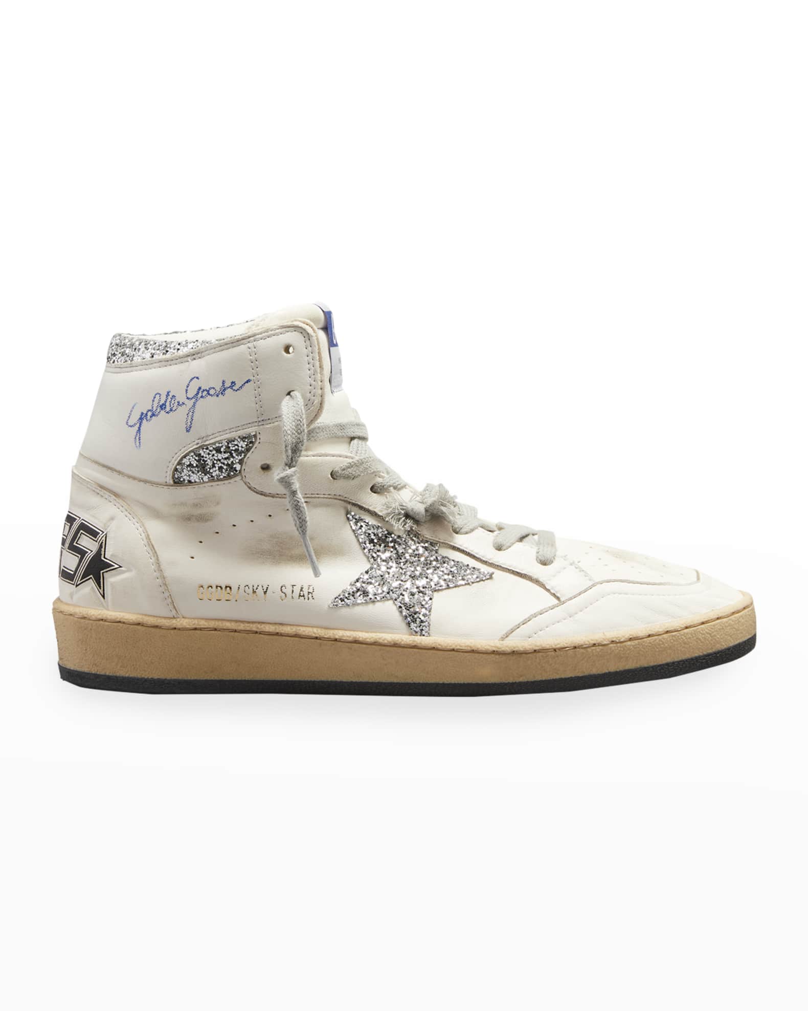 Golden Goose Sky Star Leather High-Top Sneakers | Marcus