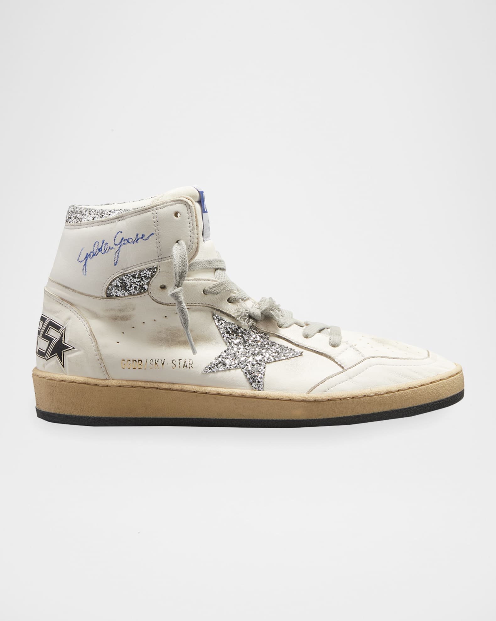 Golden Goose Sky Star Leather High-Top Sneakers | Neiman Marcus