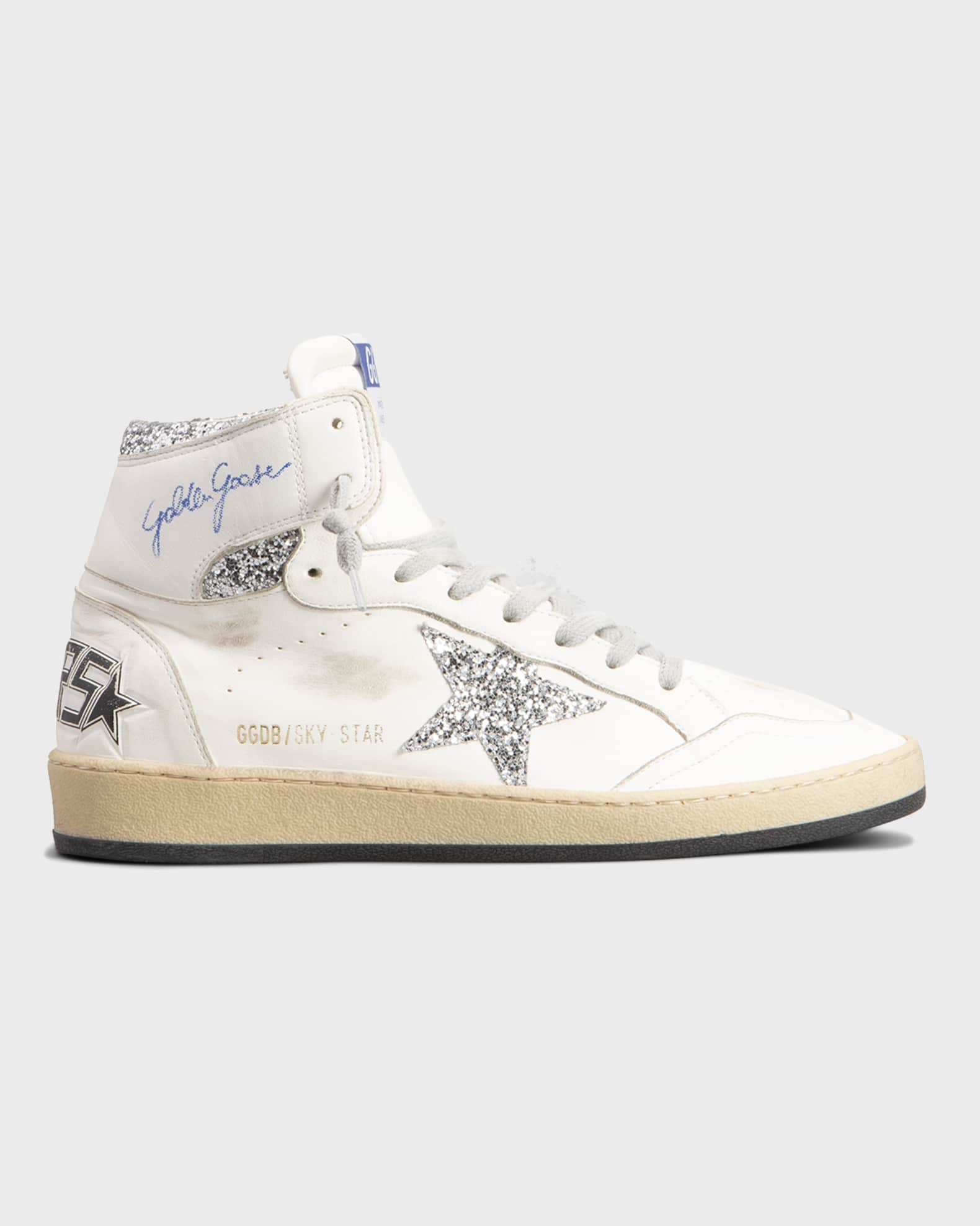 Men's Luxury Shoes - Golden Goose Sky Star Sneakers white and navy blue