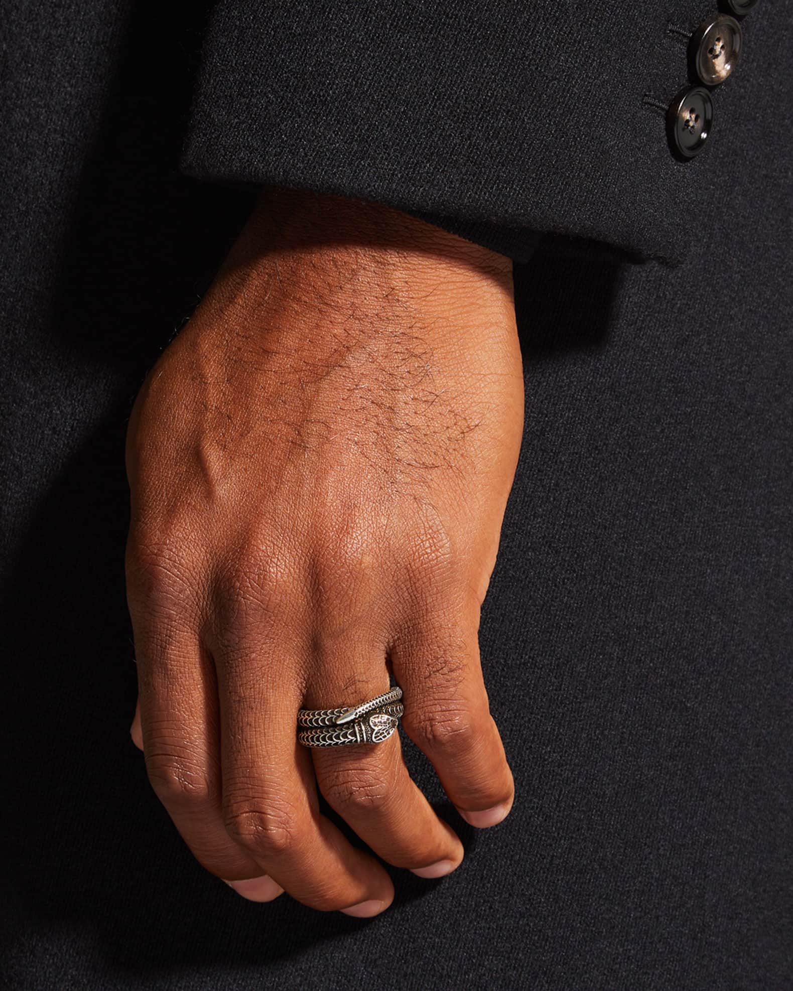 Gucci Men s Gucci Garden Silver Snake Ring Size 9 11 Neiman Marcus