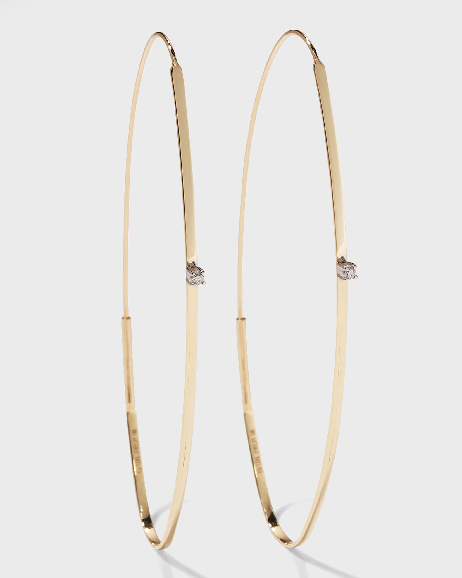 Large 14K Oval Magic Hoop Earrings with Diamonds 0
